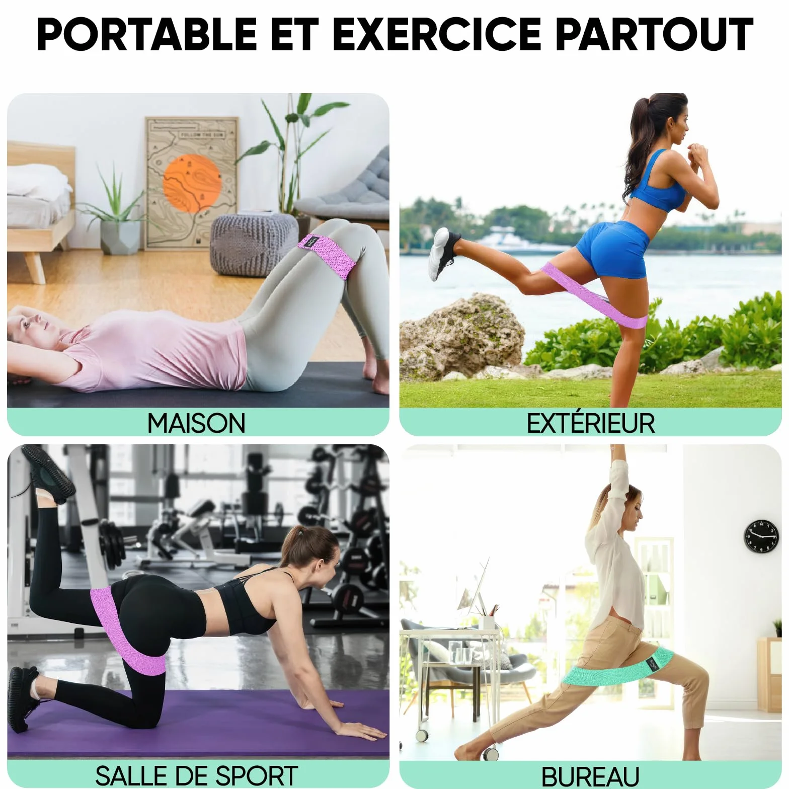 Suright Bande Élastique Musculation en Tissu, 3 Niveaux de Force, Élastique Sport Yoga Pilates Fitness