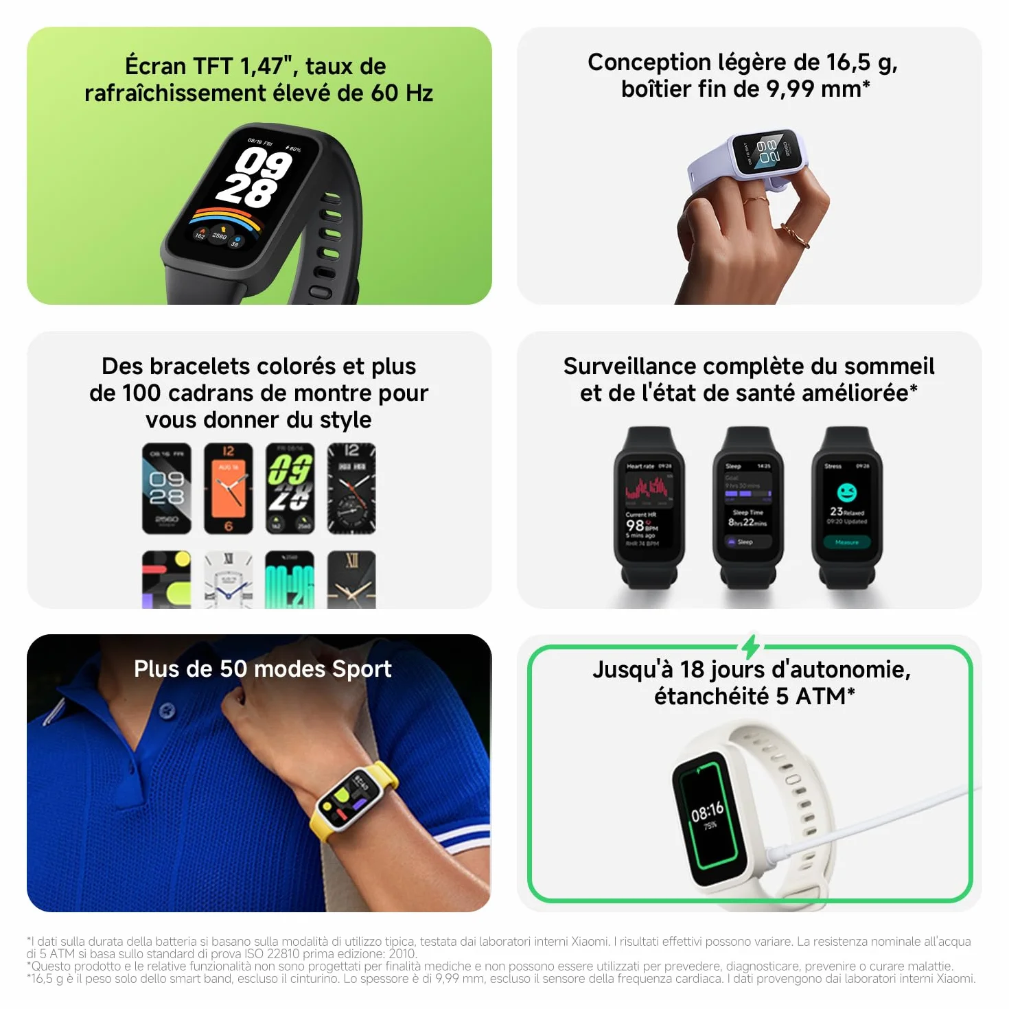 XIAOMI Smart Band 9 Active Bracelet Connecté Sport Montre TFT 37mm 60 Hz 18 Jours 5 ATM Noir
