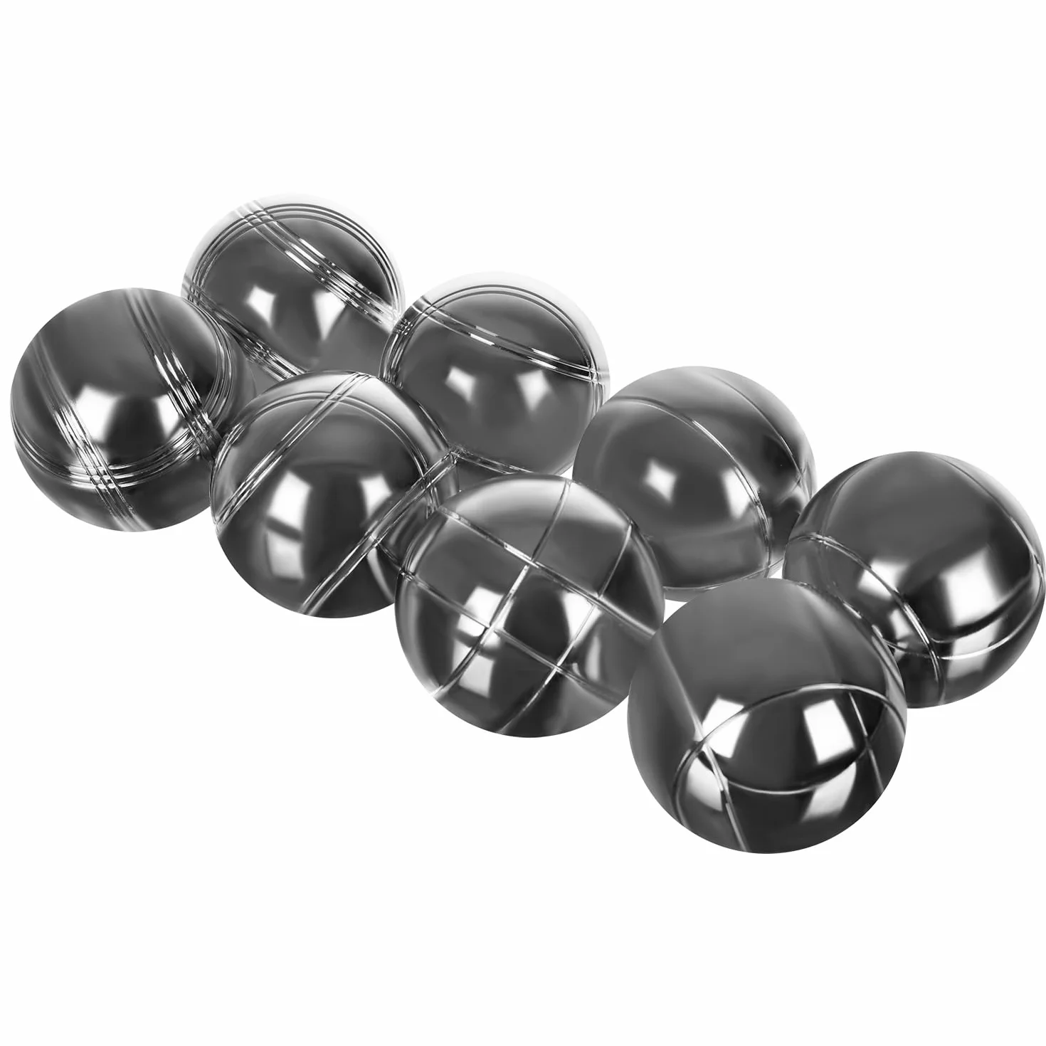 Lot de 8 boules de pétanque avec accessoires Motifs gravés Couvercle