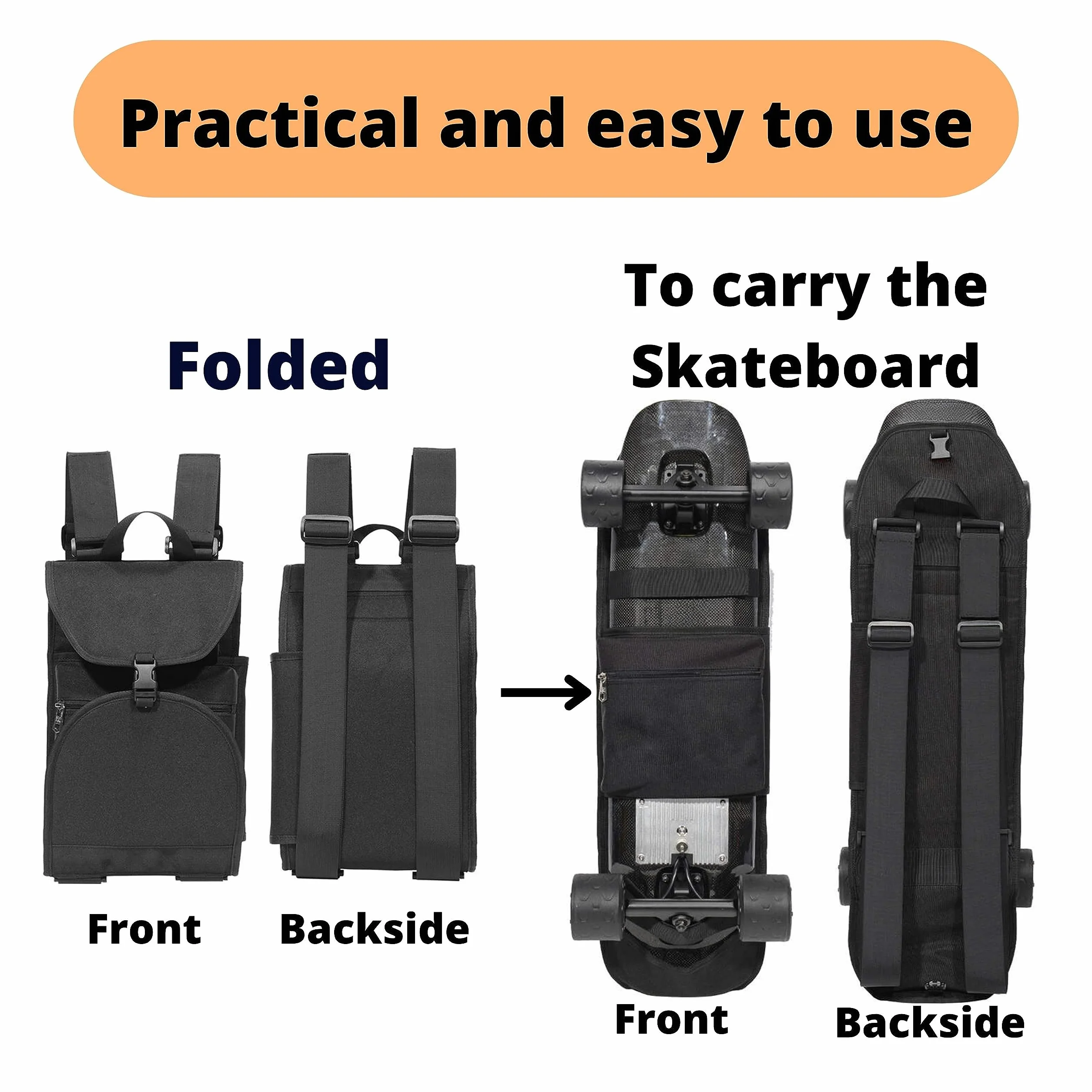 Sac à dos planche à roulettes + Clé T Skate Tool Accessoire Skateboard Housse Longboard Sac de transport