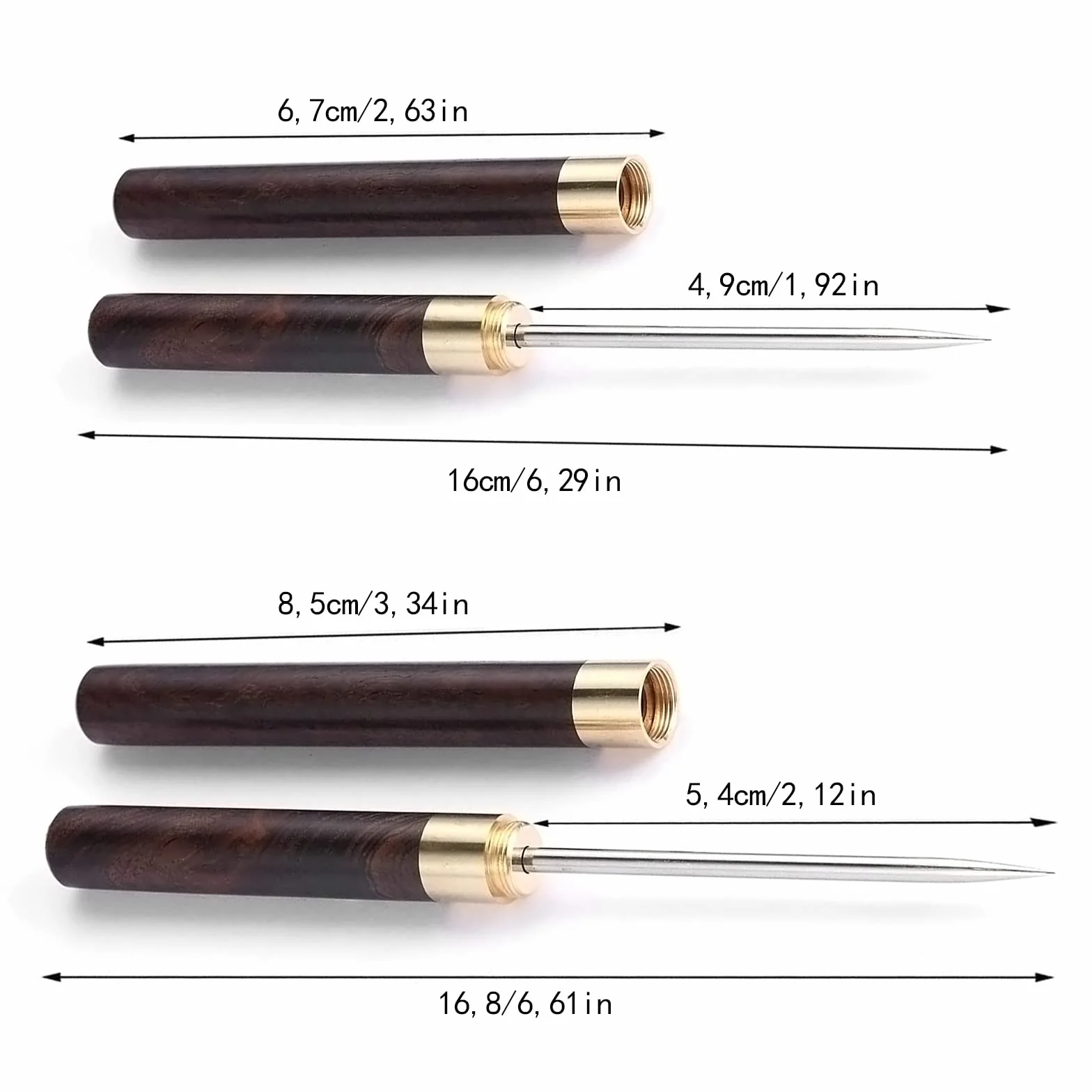Pic à Glace en Acier Inoxydable avec Manche en Bois, Set de 2 Pièces