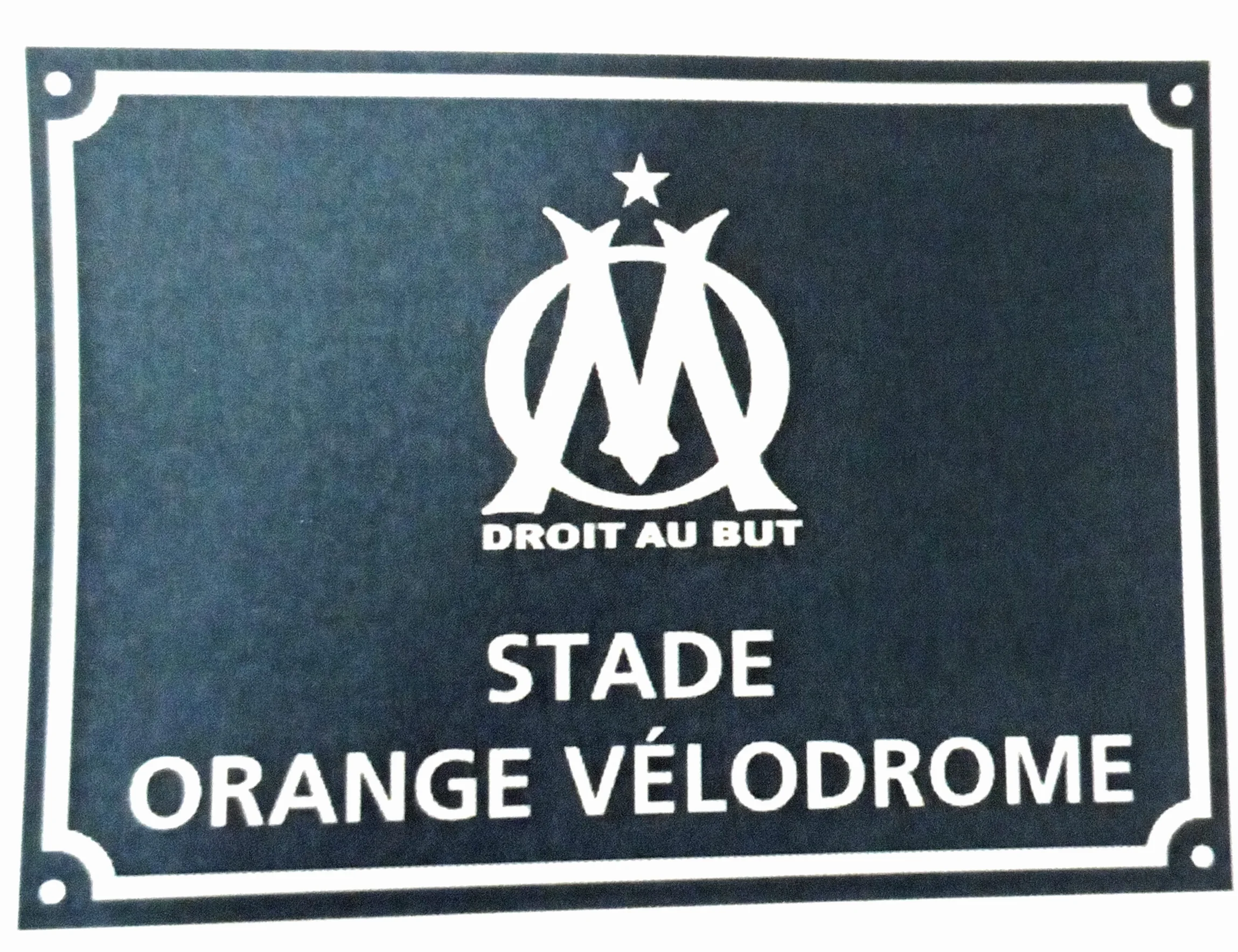 Olympique de Marseille Plaque de Rue en Métal Stade Orange Vélodrome