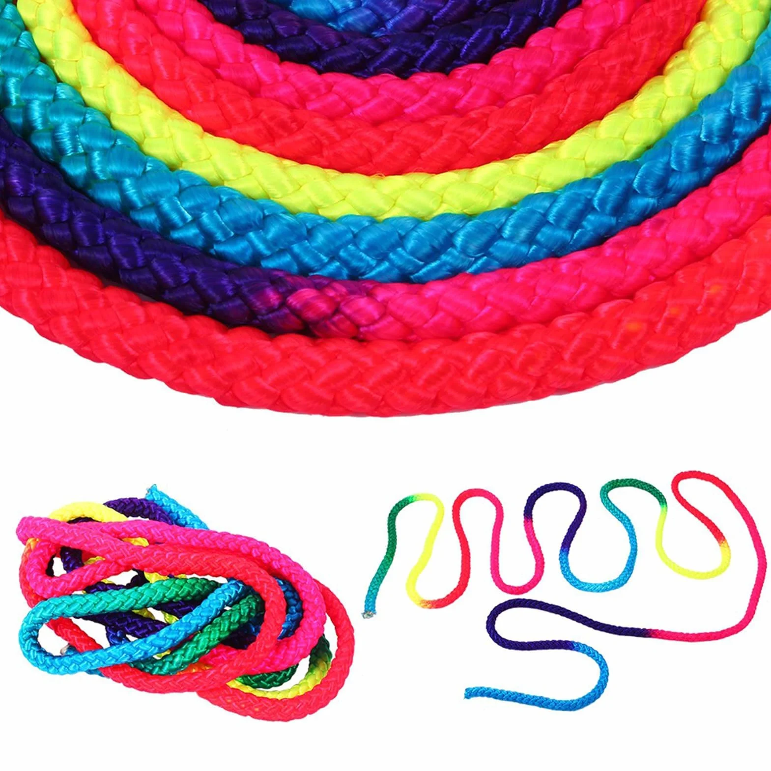 Corde de gymnastique rythmique arc-en-ciel pour entraînement artistique