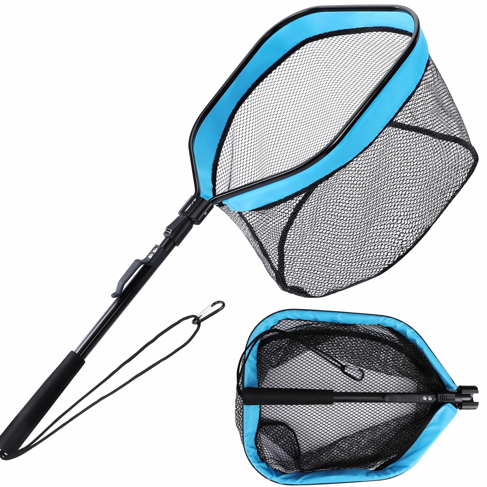 FLISSA Épuisette de Pêche Pliable Caoutchouc pour Truite Carpe Poisson-Chat