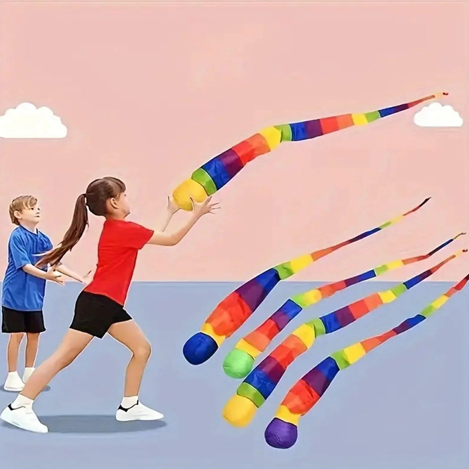 Ballon de Lancer et Rattrapage Balles d'Entraînement avec Queue Arc-en-Ciel Jeu de Lancer et Attraper pour Adultes Intérieur Extérieur