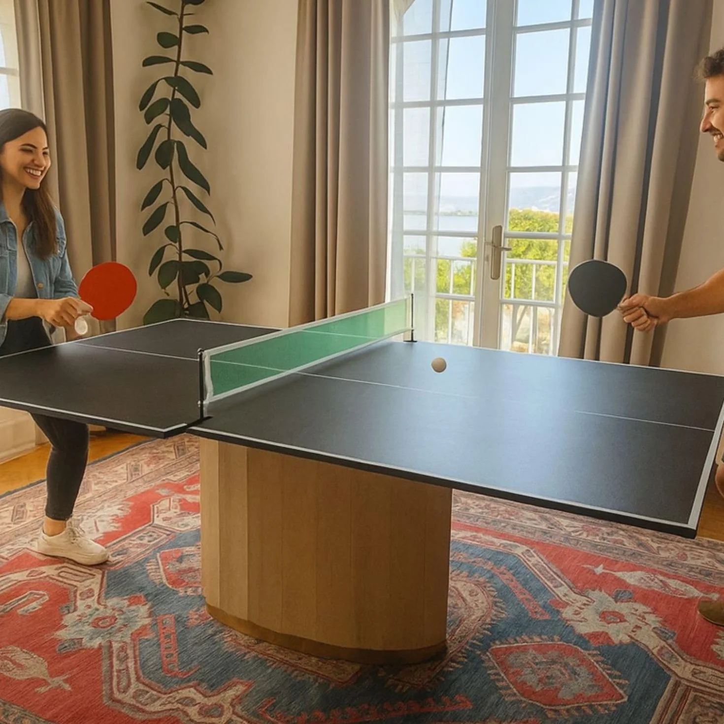 SOKKER Plateau de Ping-Pong Pliable 3 Panneaux 208 x 112 cm avec Filet Raquettes Balles