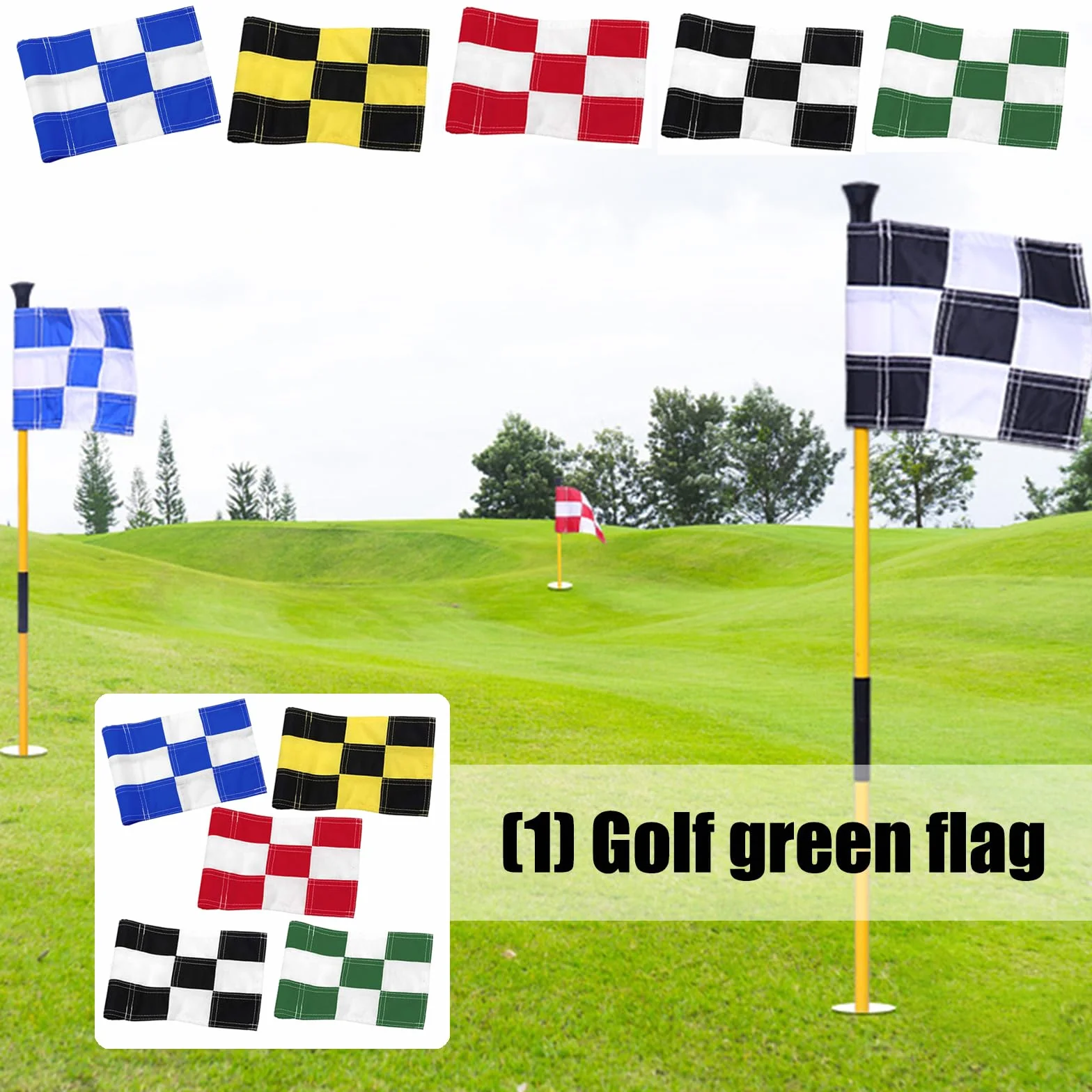 Drapeaux verts de golf résistants aux déchirures - Haute visibilité - Drapeau de golf pour débutants