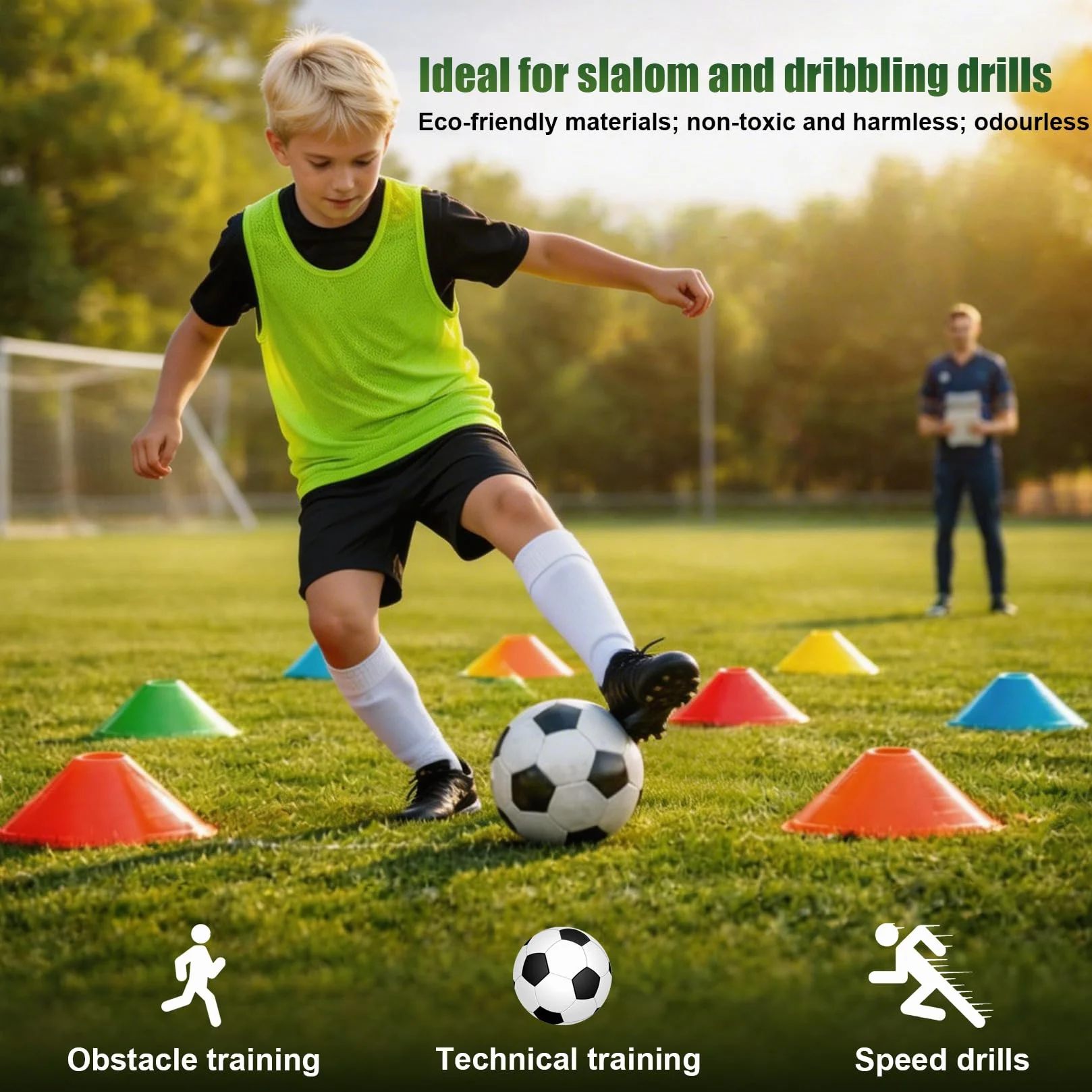 Plots de Marquage pour Football Cône 20 Pièces Entraînement Cônes de Football Hockey Patinage Handball