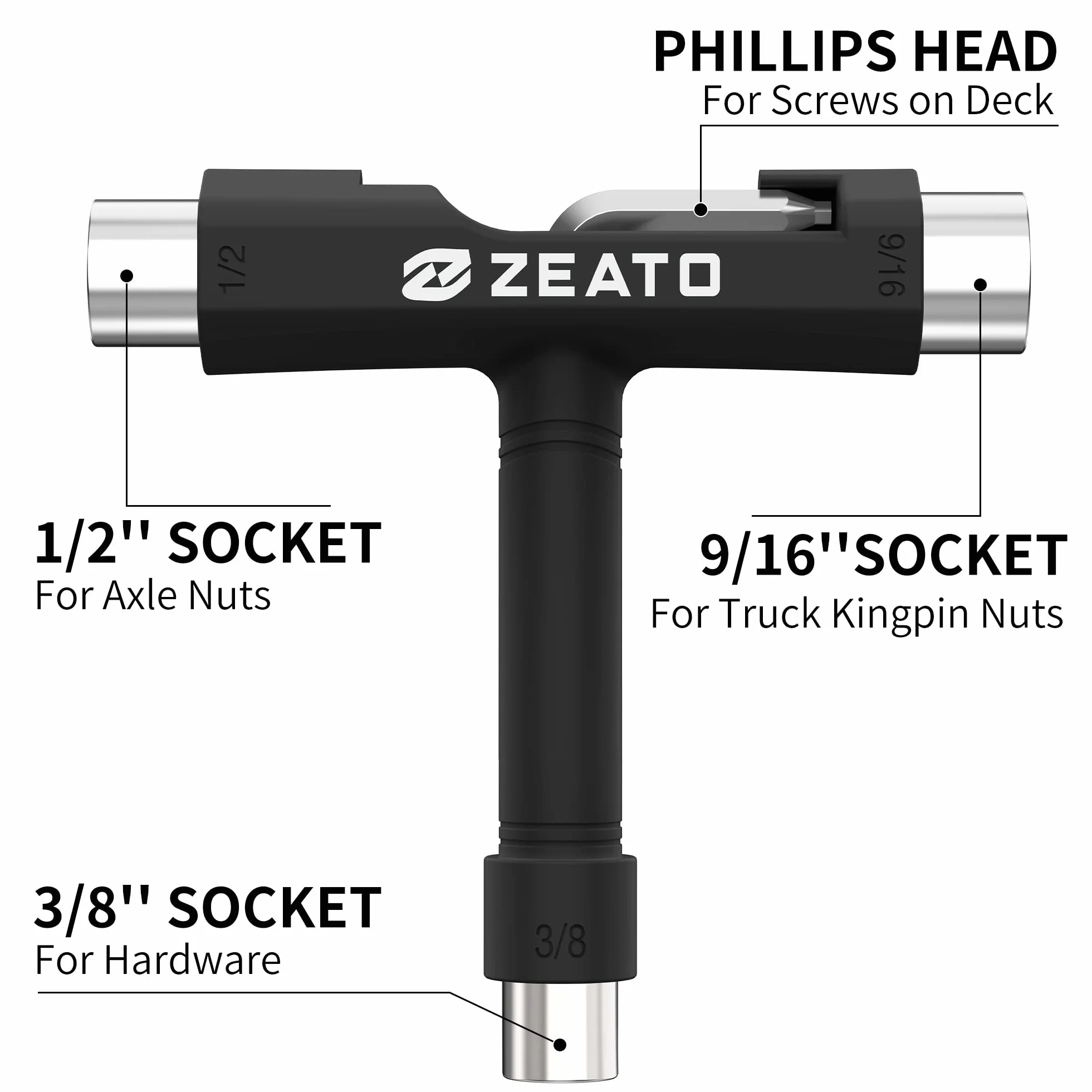 Skateboard Outils Multi-Fonctions Portatifs avec Clé Allen Type T et Tournevis Phillips Type L