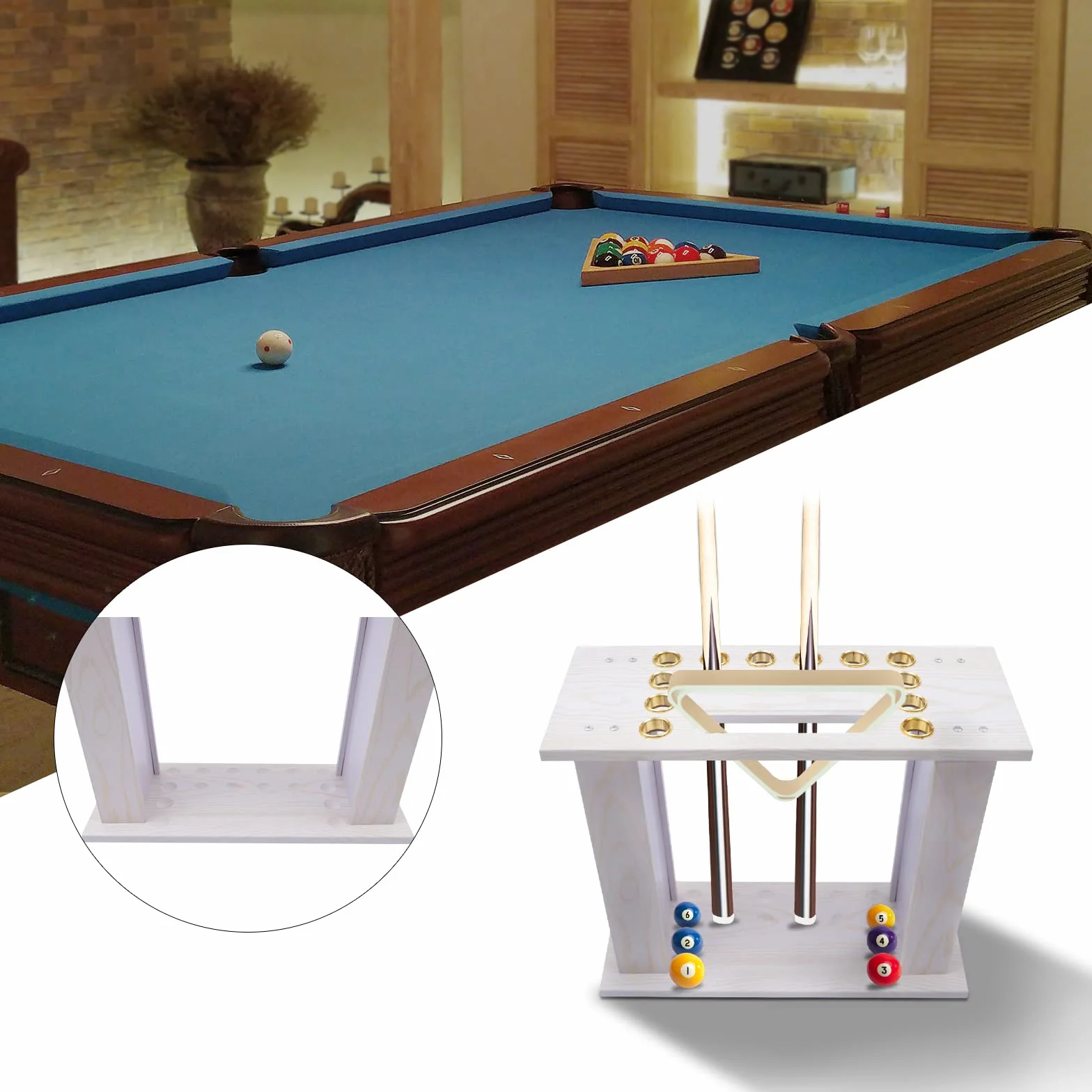 Support de queue de billard pour 16 queues et accessoires maison club