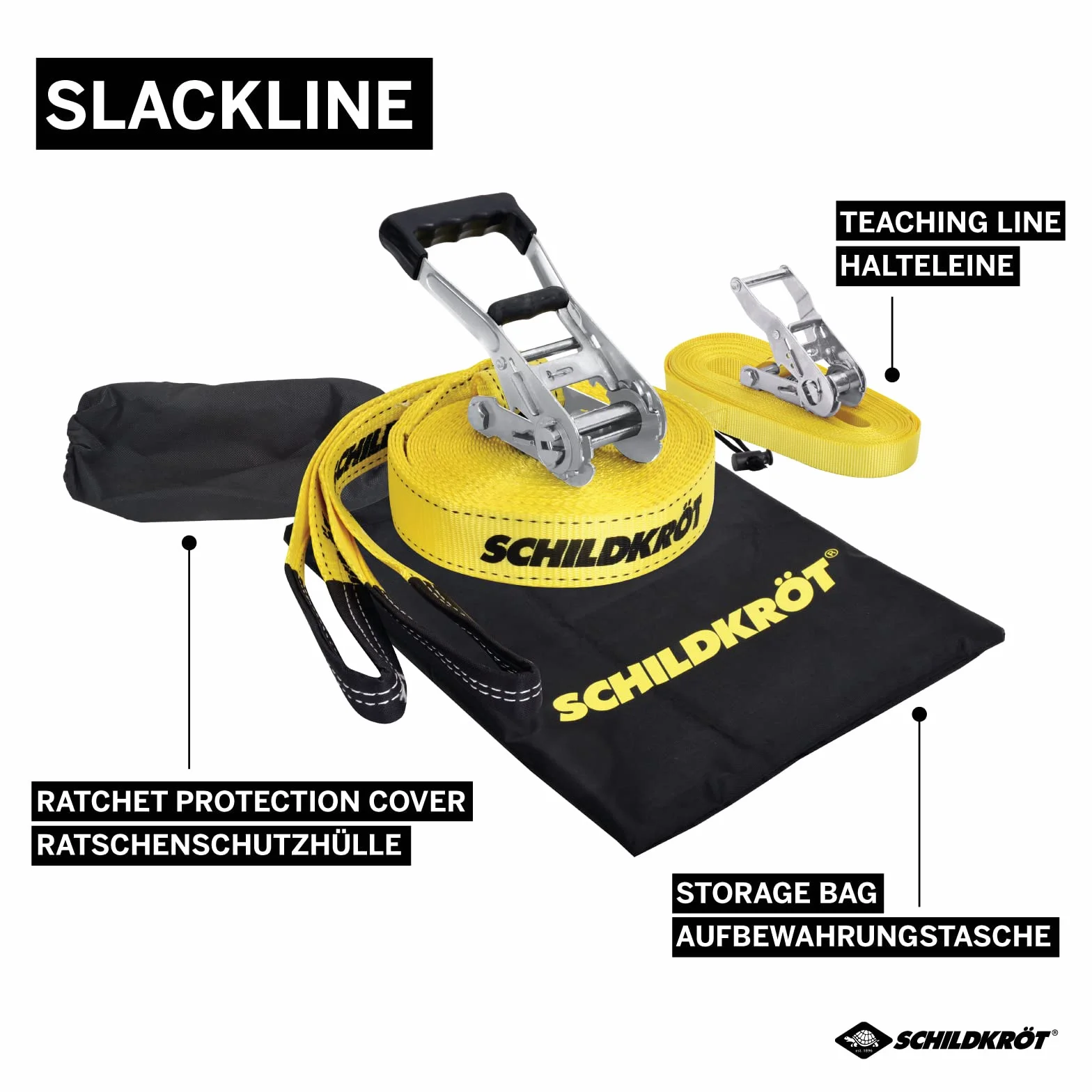 Schildkröt Slackline 15m, Ligne d'Enseignement 5 cm, Débutants Enfants Adultes