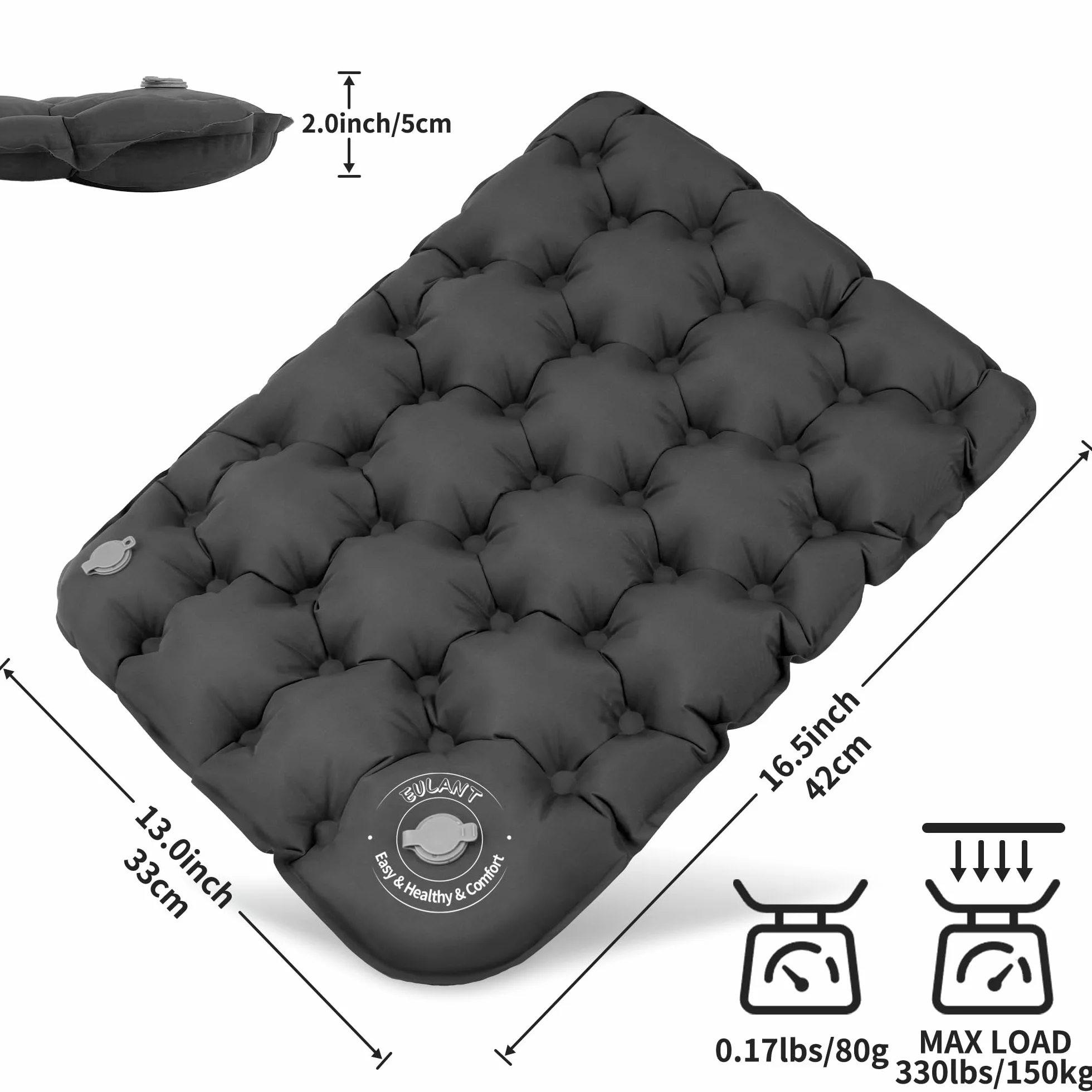 EULANT Coussin de Voyage Gonflable Imperméable, Pliable pour Camping Avion Voiture Stade
