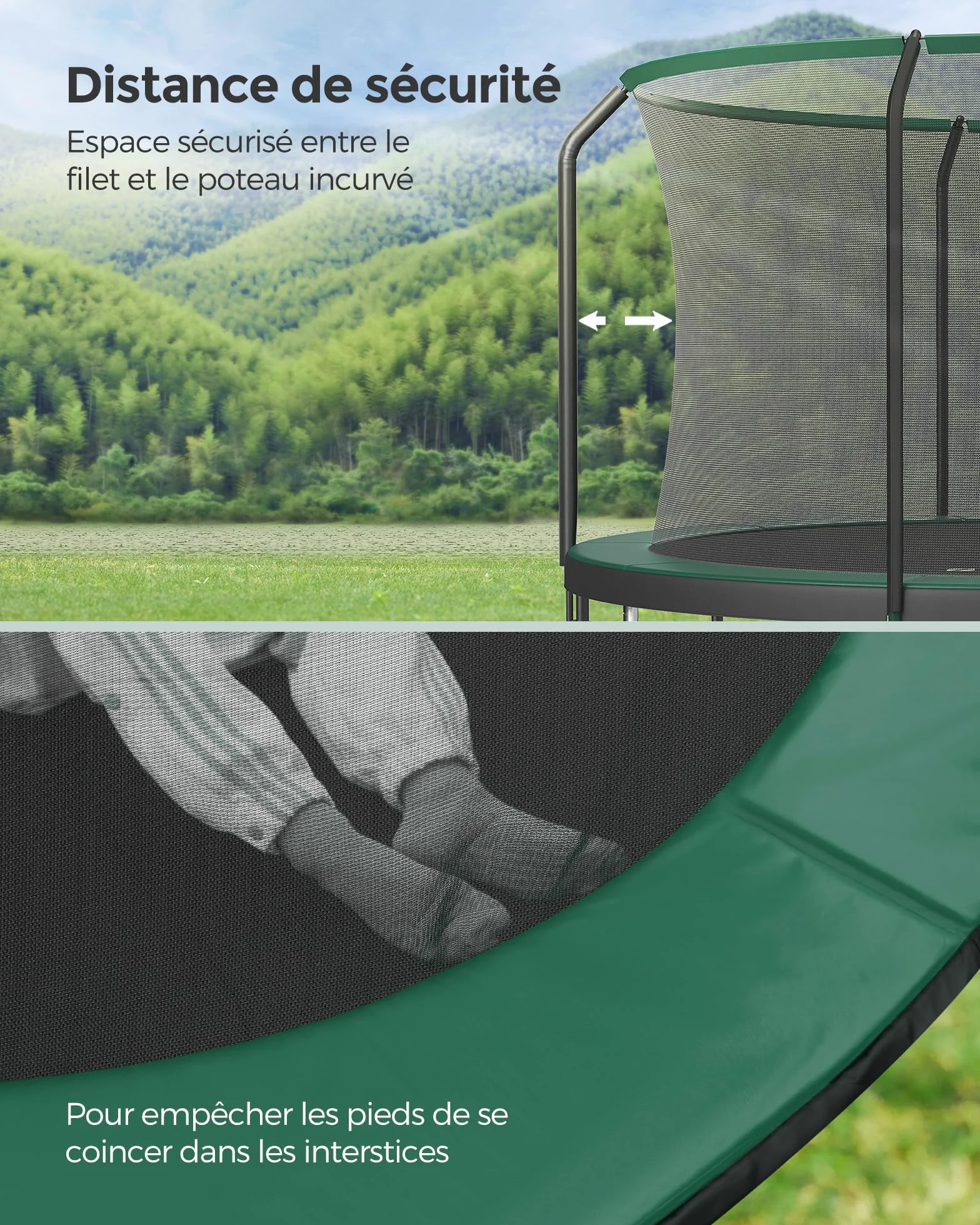 SONGMICS Trampoline pour Enfant avec Filet de Protection, Coussin de Sécurité, Échelle et Cadre en Acier
