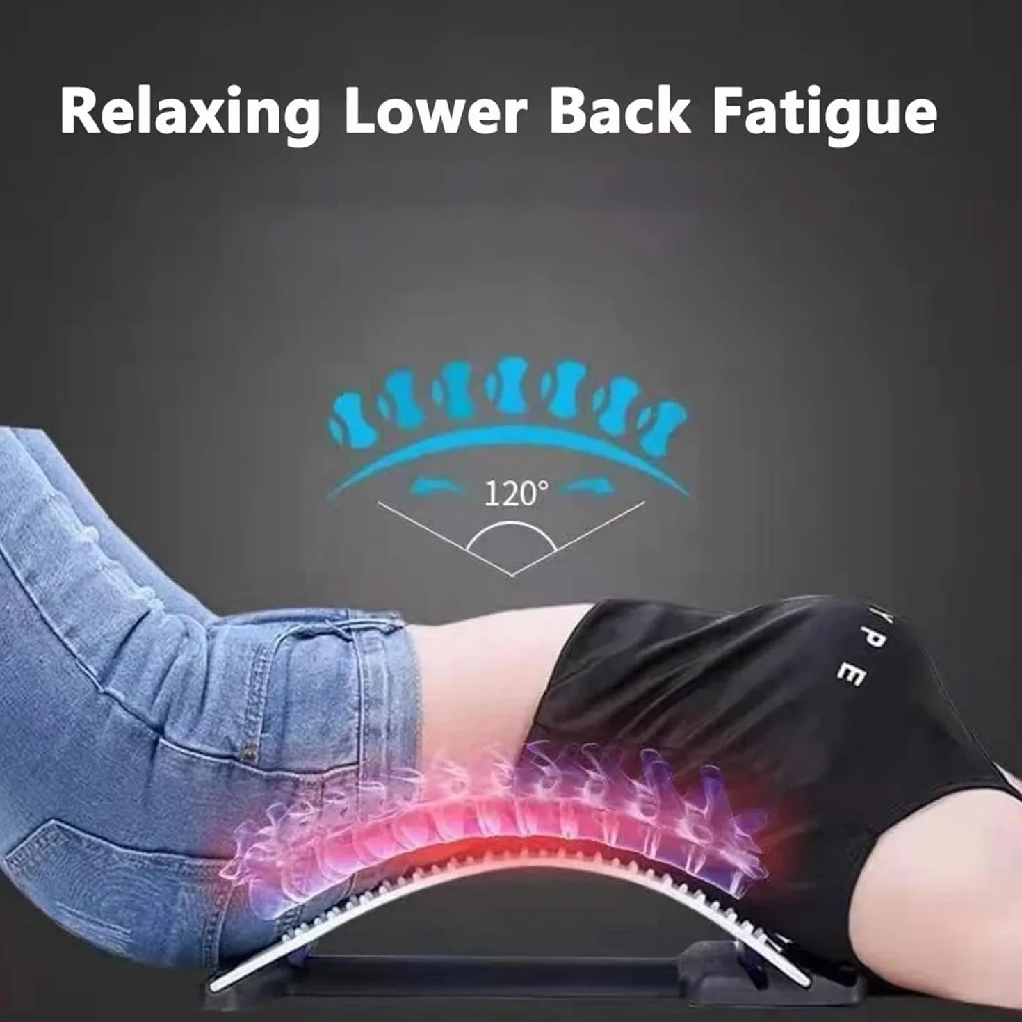 Planche de Soutien Lombaire Ajustable 4 Niveaux, Étireur Lombaire pour Posture Améliorée, Support Ergonomique Bleu