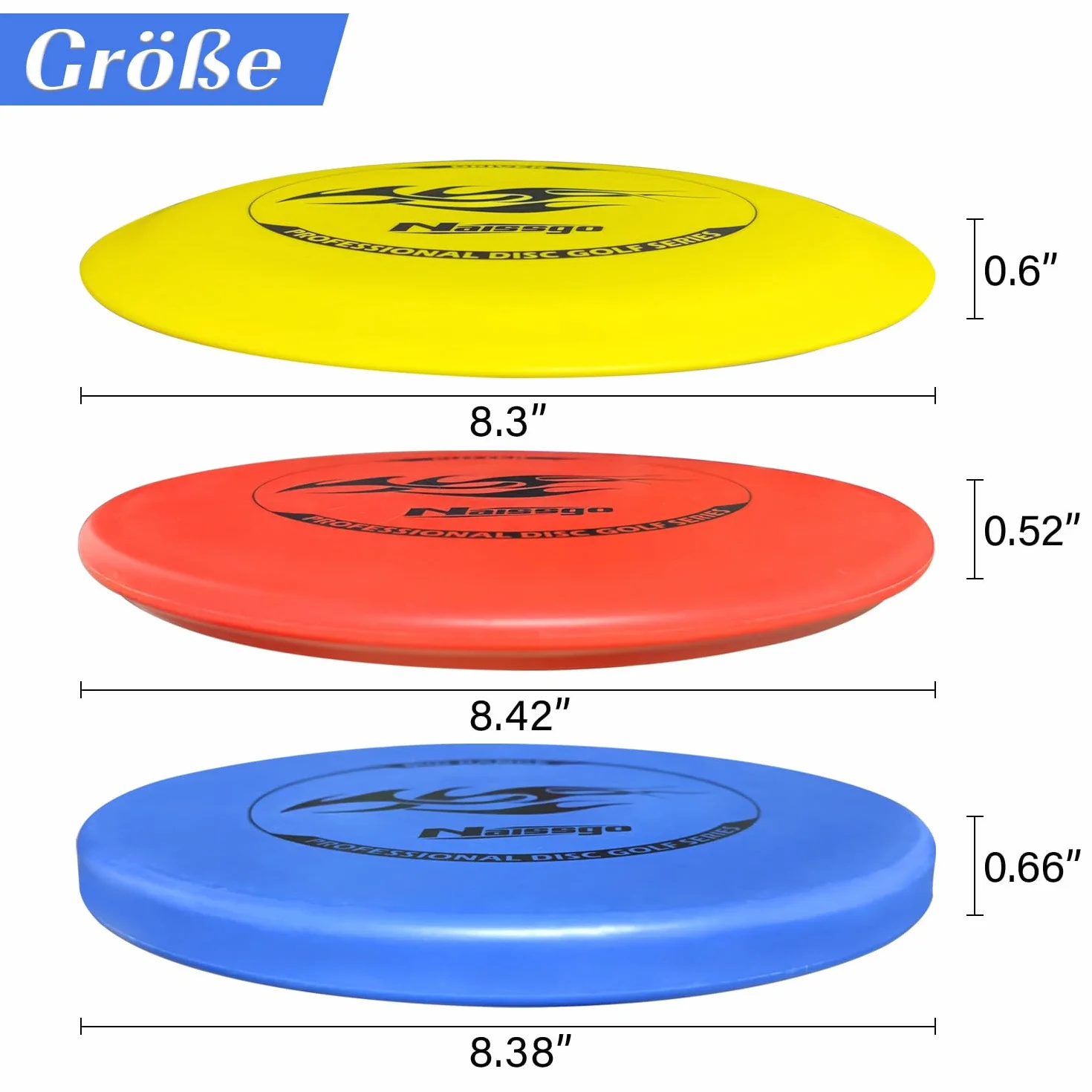 Ensemble de 6 disques de disc golf Naissgo, set professionnel avec putter, mid-range et driver pour adultes et enfants