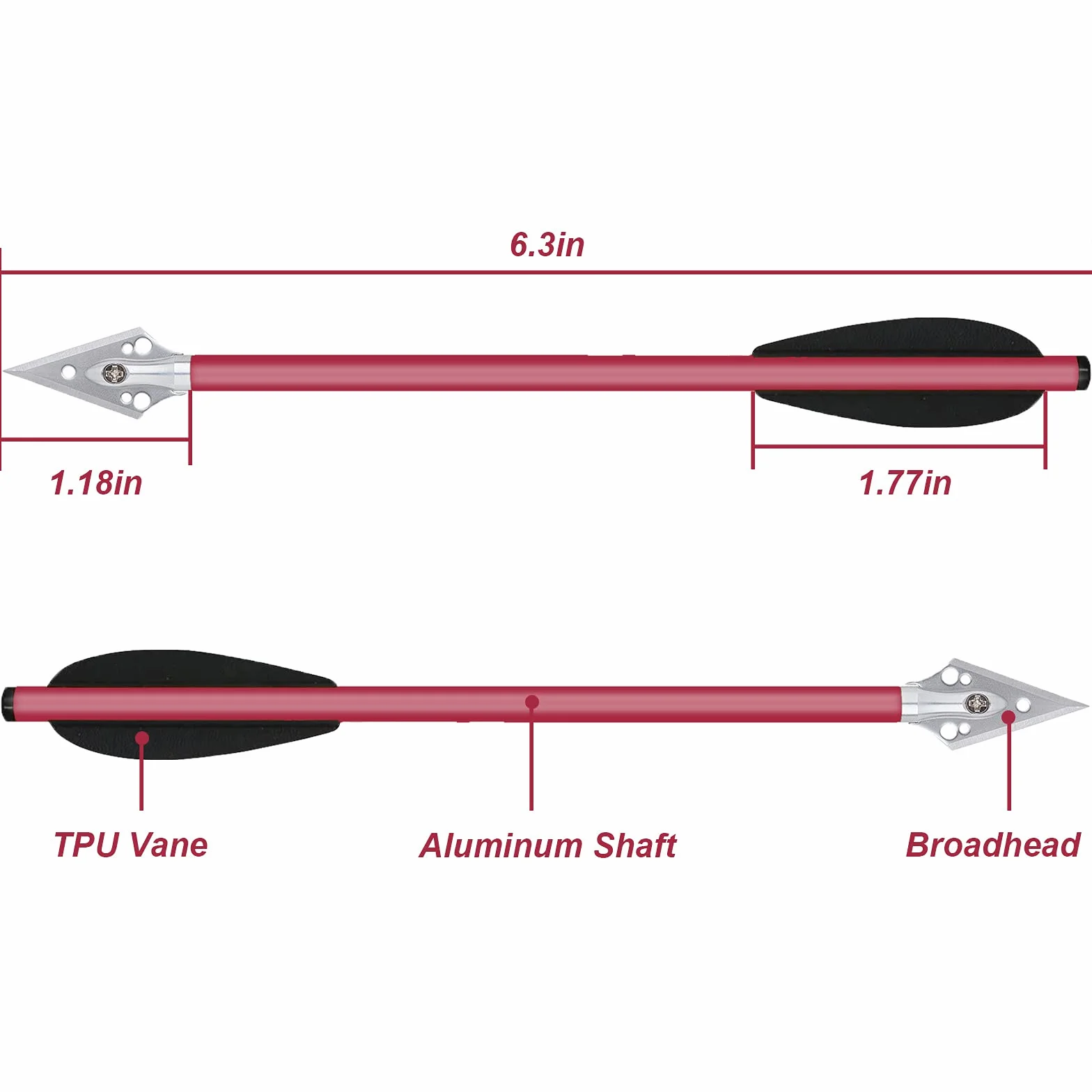 Arbalète Pistolet Aluminium 6.3" Flèches de Chasse avec Pointes