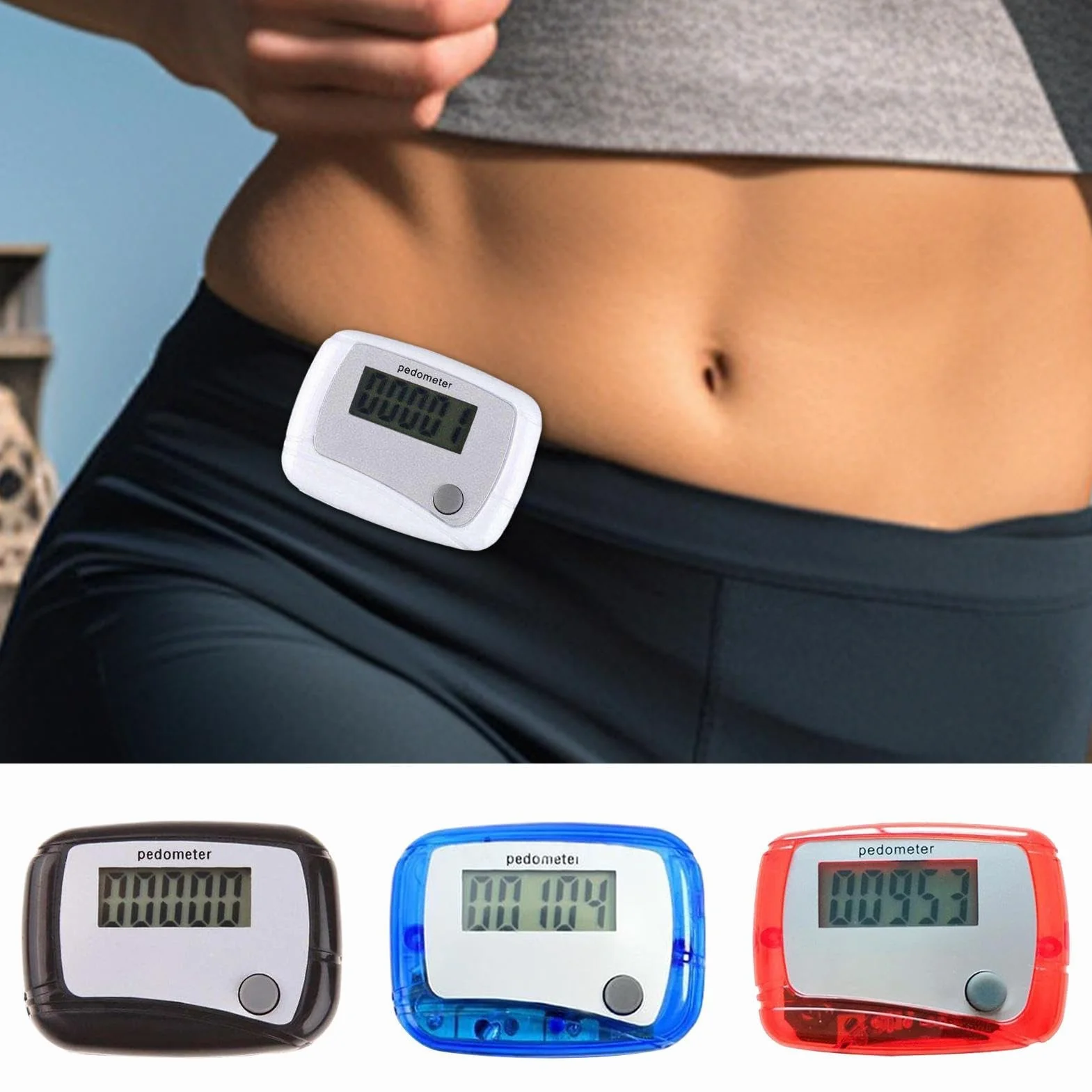 Podomètres numériques 3D pour personnes âgées - Compteur de pas précis - Appareil portable pour fitness, marche, randonnée