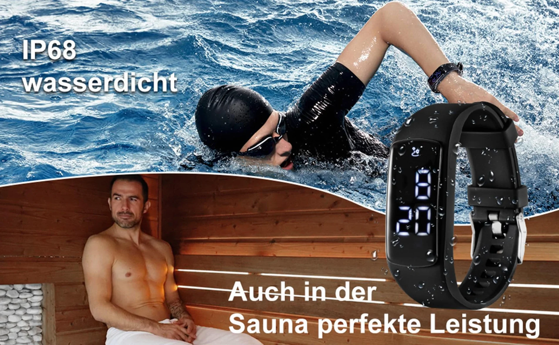 Montre de Fitness étanche IP68 pour Adulte, Enfant, Homme, Femme