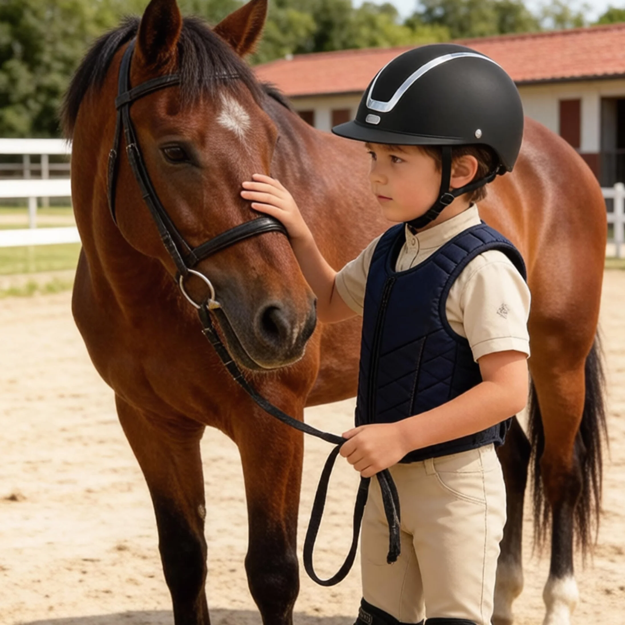Casque d'équitation Enfants résistant aux Chocs Plein air Noir Mat ajustable 48-52cm