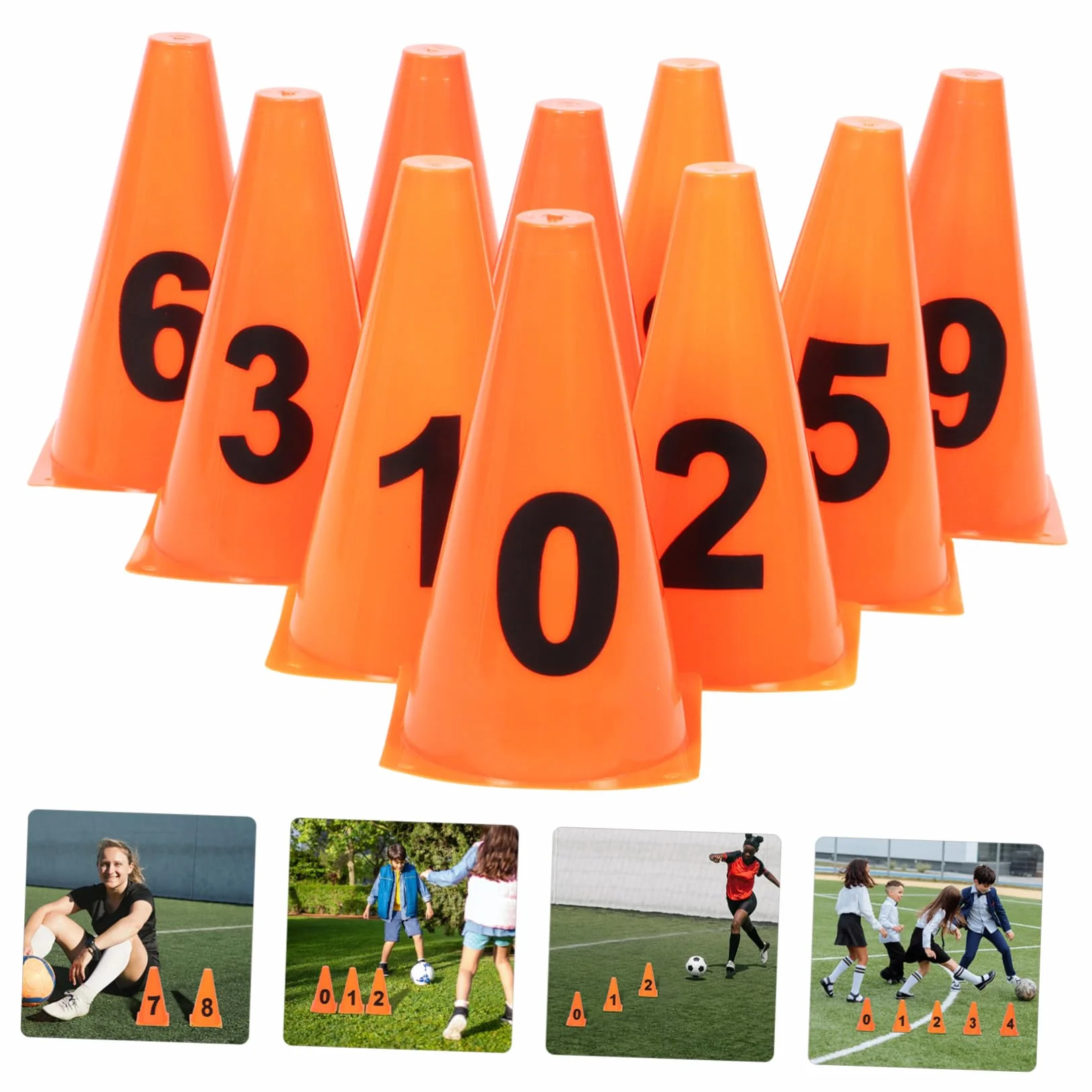 Cônes Numérotés Lot de 10 Plastique Entraînement Football UPKOCH