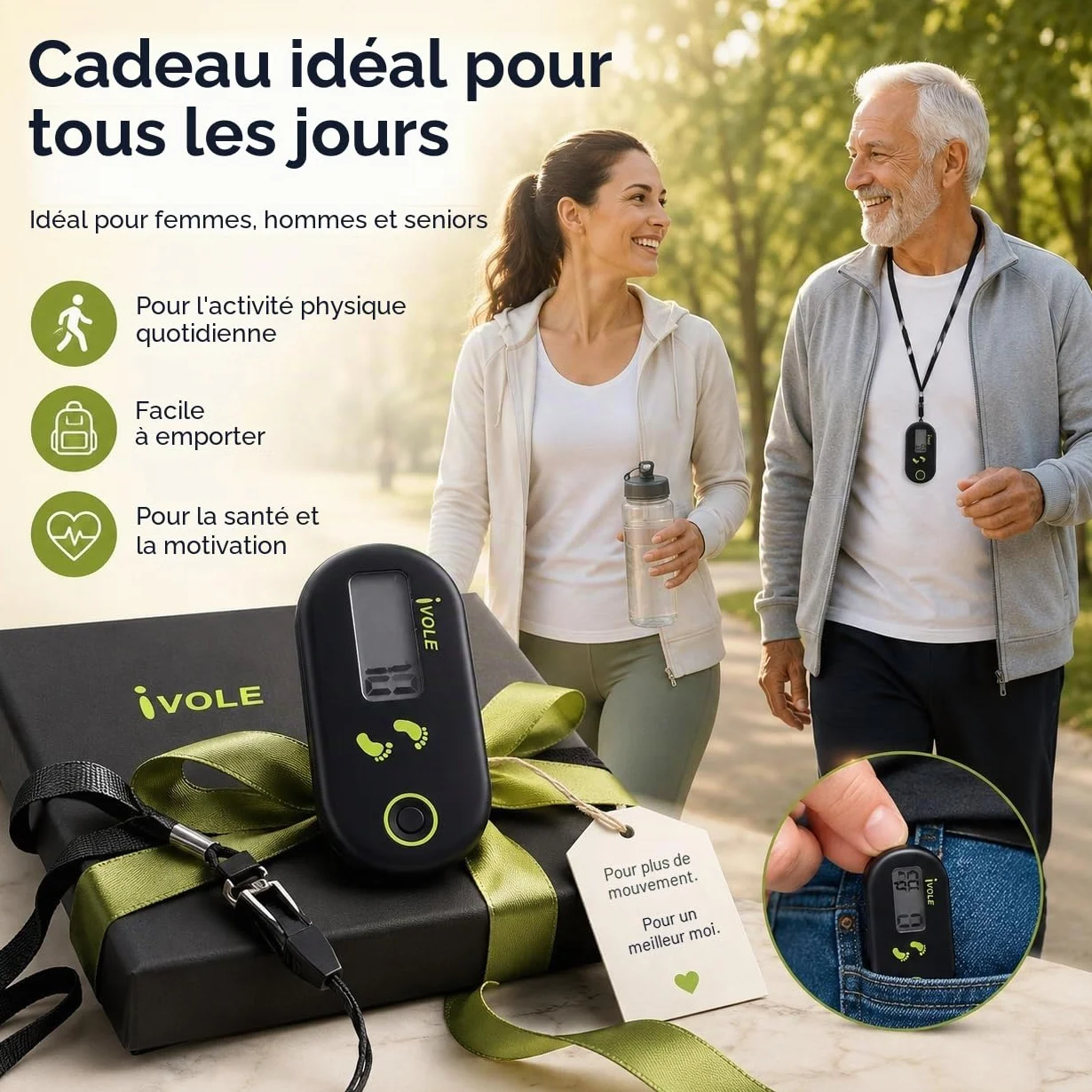Podomètre 3D Numérique Portable avec Clip pour la Marche