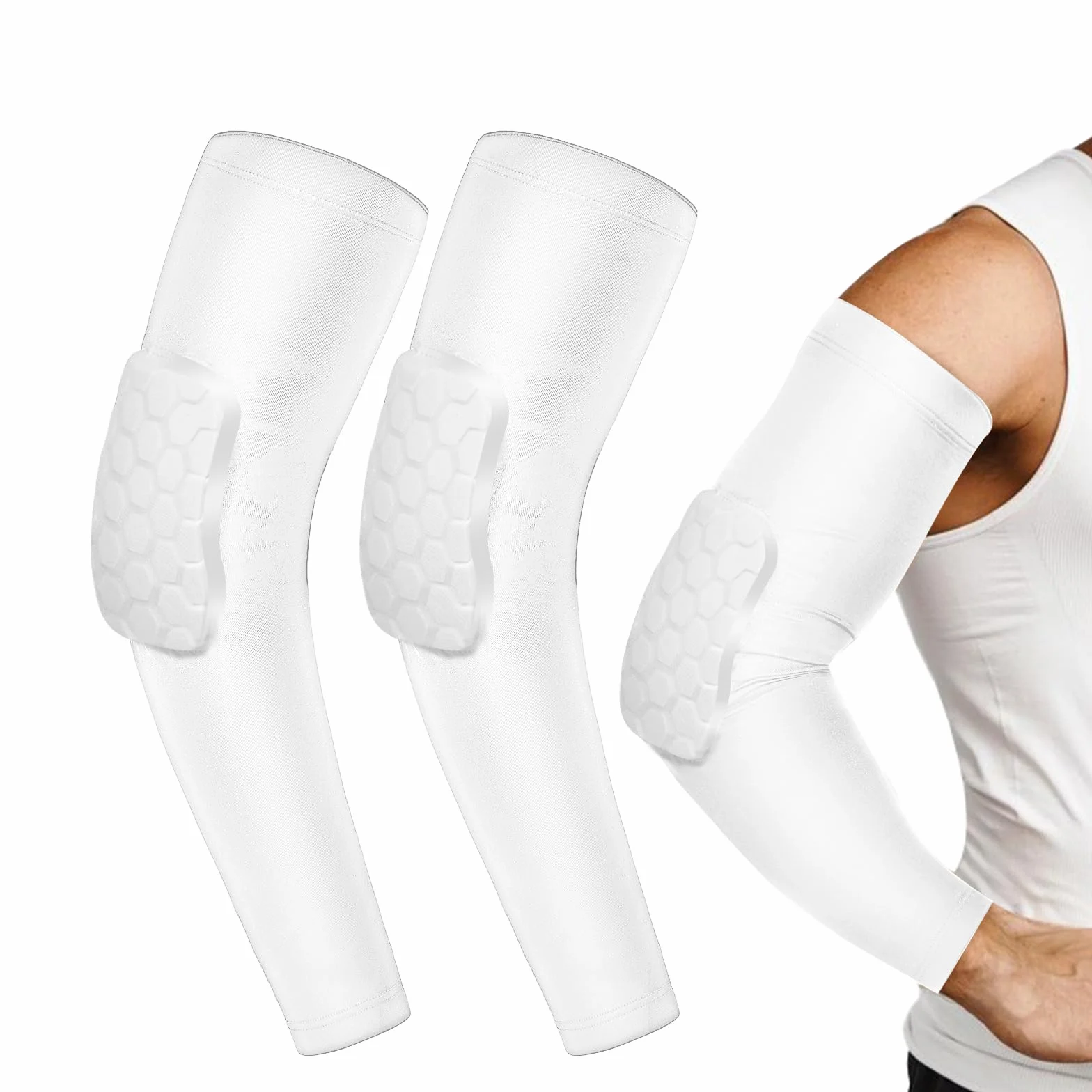 Coudières de volleyball avec coussinets rembourrés résistants aux chocs - Manchons de compression homme femme - Blanc M