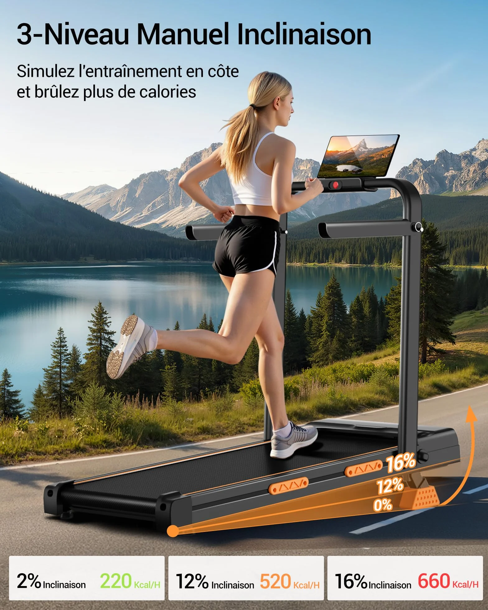 LONTEK Tapis de Course Pliable Inclinable 3.0 HP 10km/h 159KG