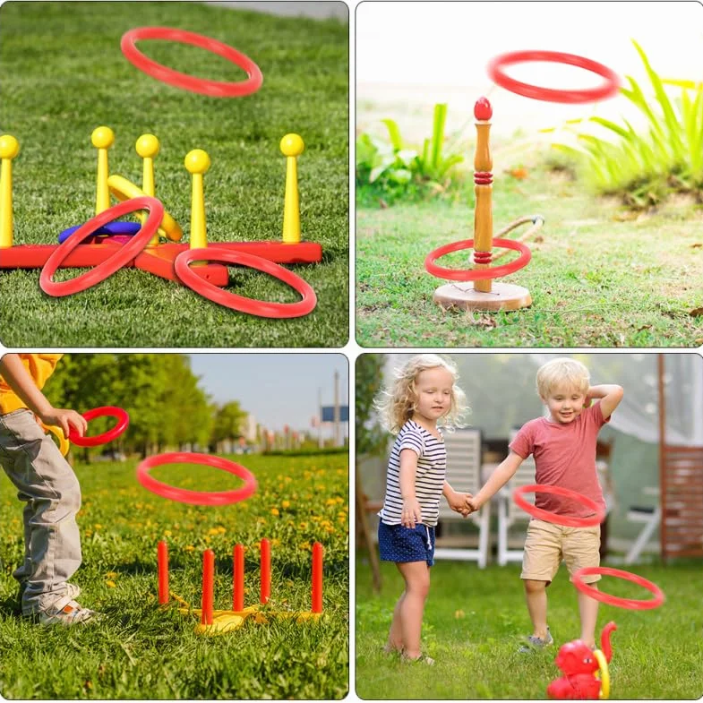 Jeu de Lancer d'Anneaux en Plastique Rouge 20 Pièces 8 cm Diamètre Extérieur