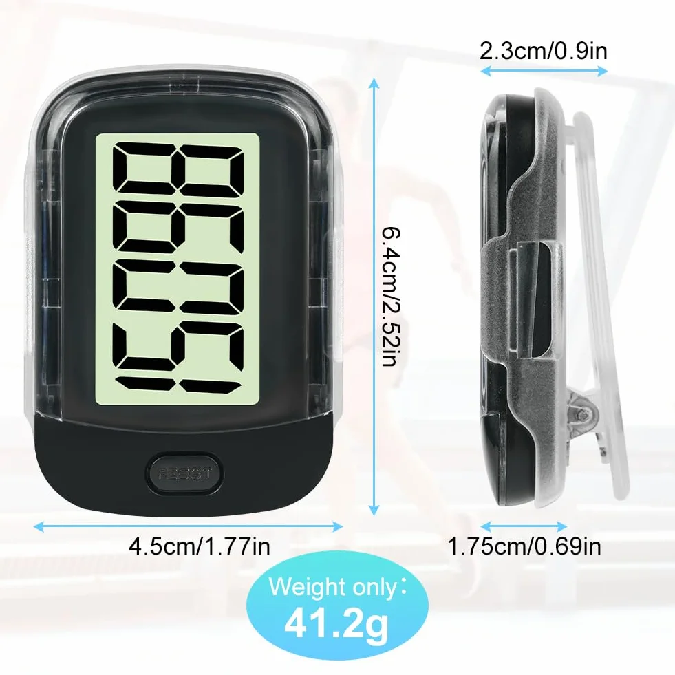 Flintronic Podomètre 3D précis pour la Marche, Compteur de Pas Numérique Portable avec Grand écran et Rétroéclairage LED