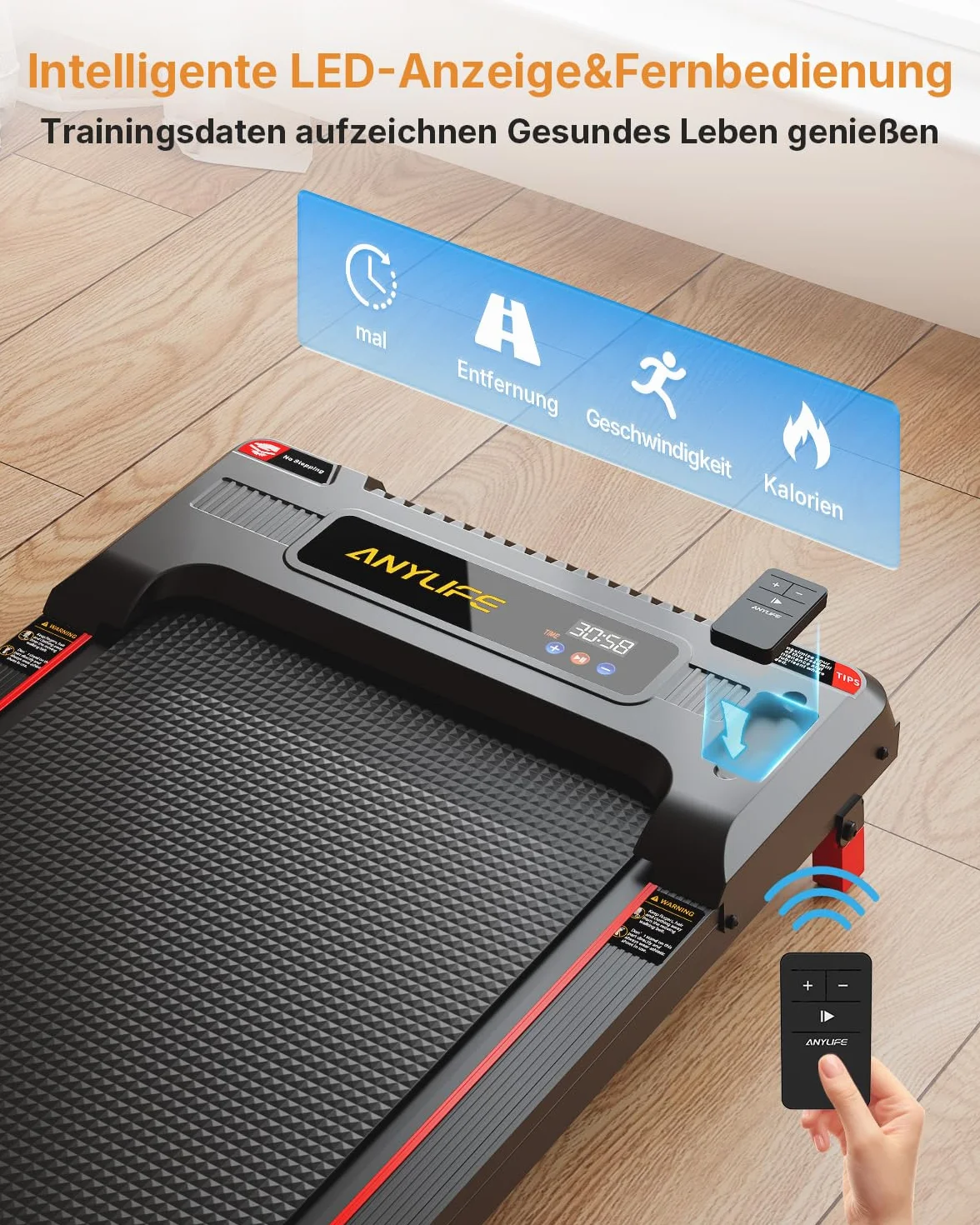 Anylife Tapis de Course Inclinable, Walking Pad Silencieux, Charge 150Kg