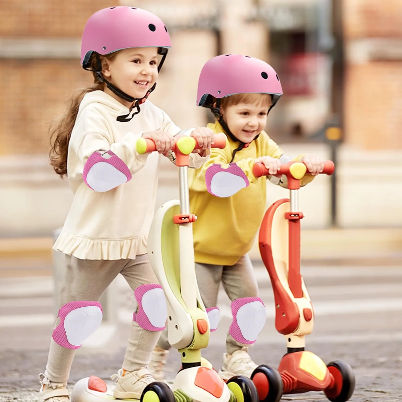 Protection Roller Enfant 7 Pièces Set Réglable Coudières Genouillère Casque Vélo Kit pour Roller Skateboard Trottinette