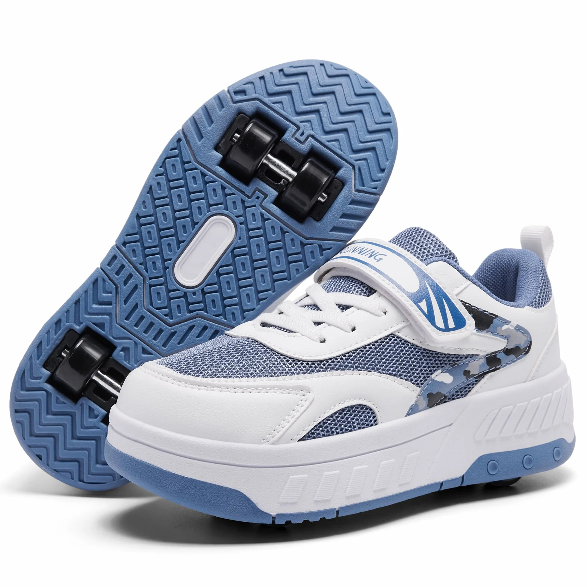 Patins à roulettes 2 en 1 pour garçons et filles, Chaussures de sport skateboard