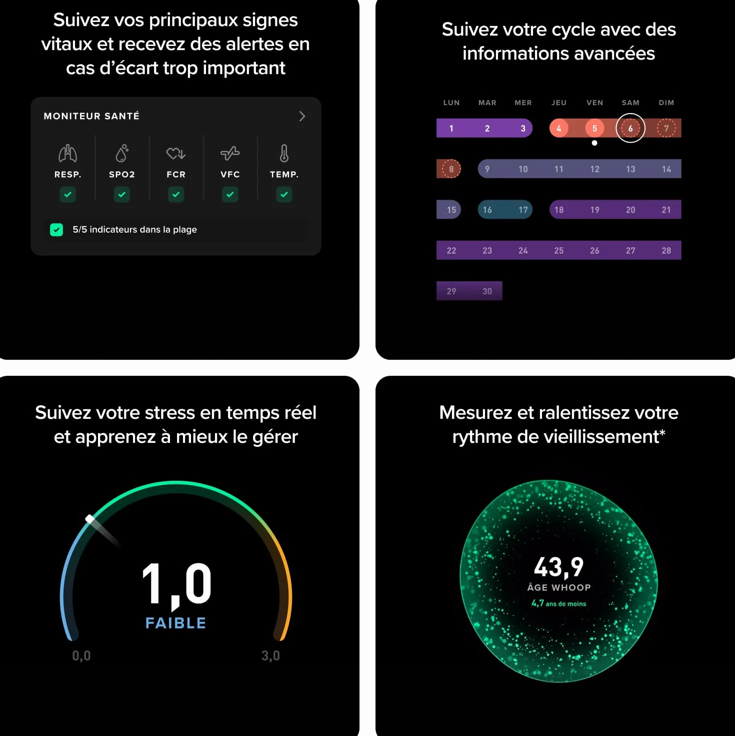 WHOOP 5.0/MG Abonnement 12 Mois Capteur de Fitness et de santé Moniteur d'activité 24h/24 7j/7