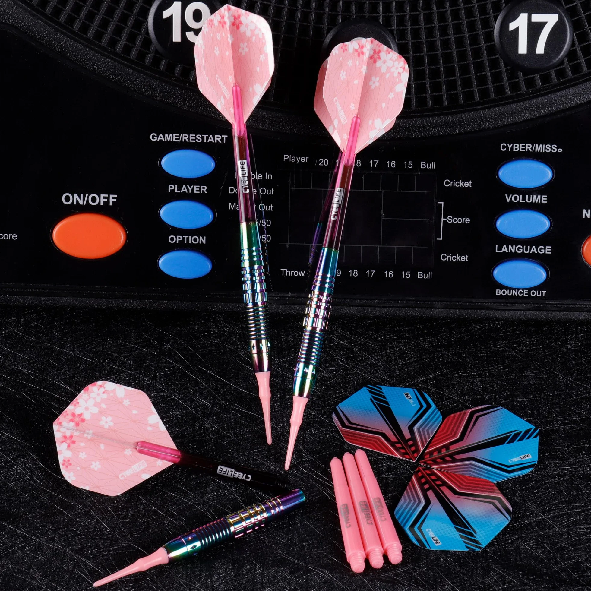CyeeLife Fléchettes Professionnelles avec Pointe Plastique 3 Pièces pour Cible Électronique, Set Softdarts avec 6 Fléchettes + Étui