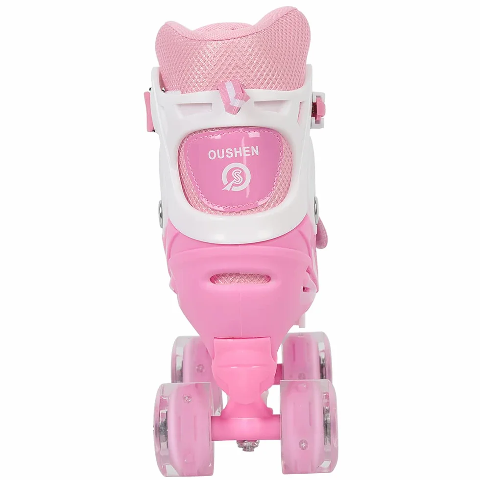 Patins à roulettes Enfant Réglables, Roller Double Rangée Fille Garçon, Taille Ajustable S/M/L avec Frein
