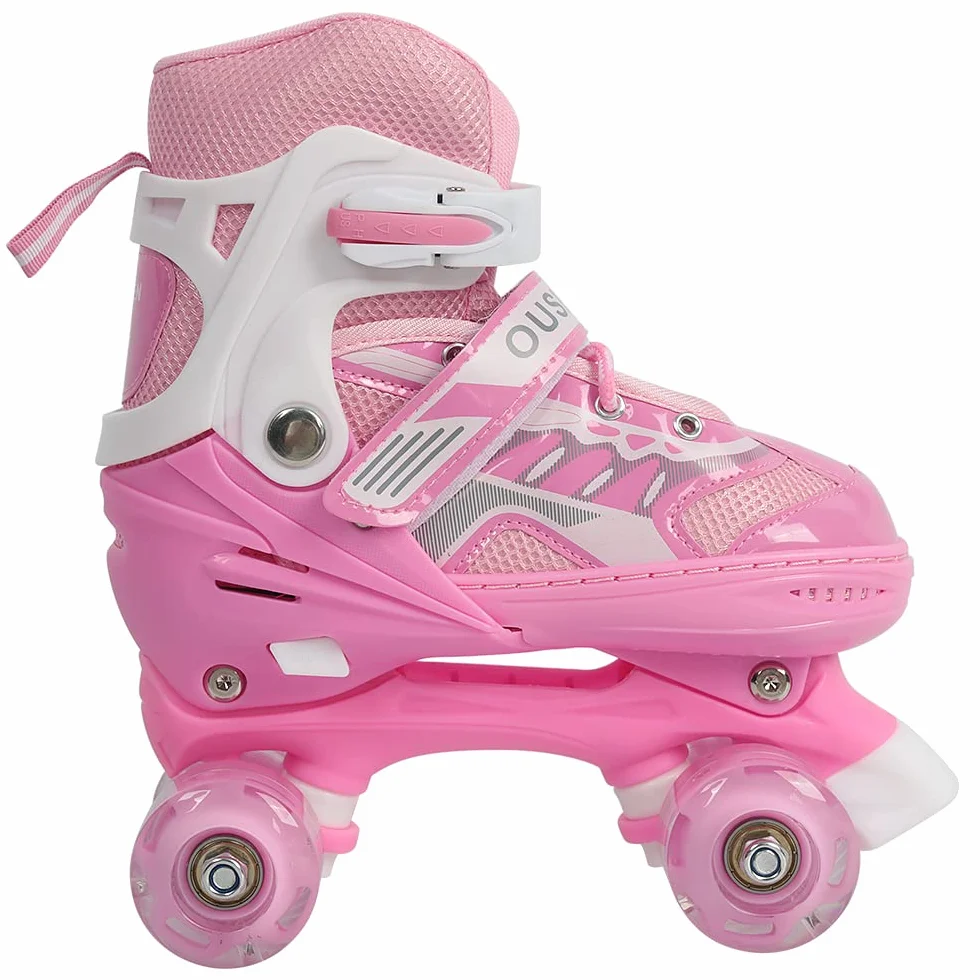 Patins à roulettes Enfant Réglables, Roller Double Rangée Fille Garçon, Taille Ajustable S/M/L avec Frein