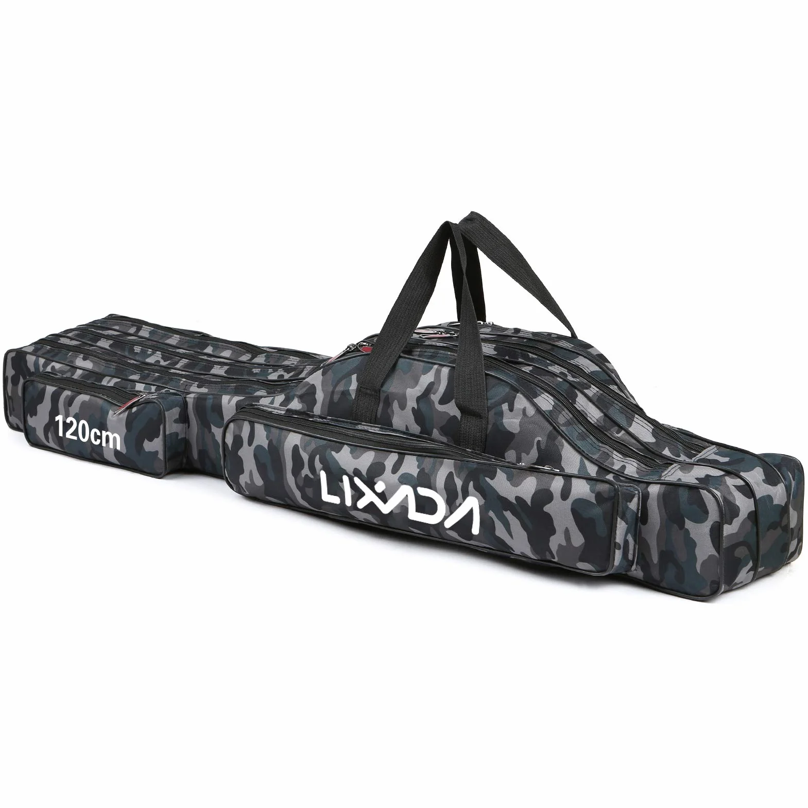 Sac de Pêche Lixada 3 Couches Bandoulière 90 cm Portable Pliable Canne à Pêche Étui