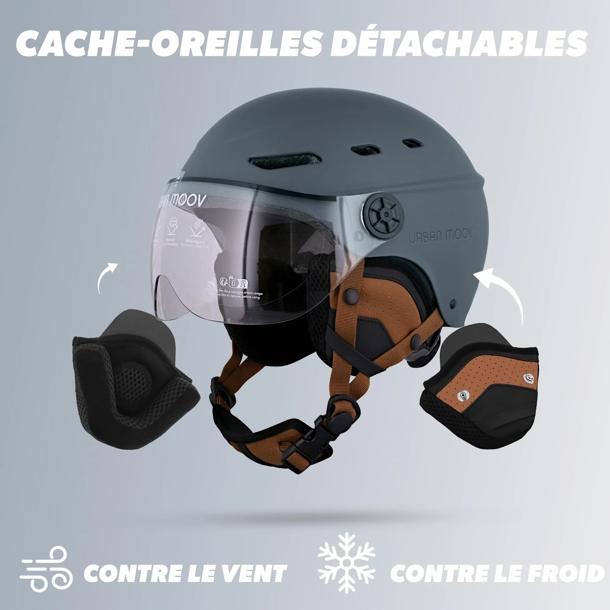 Casque de Protection Vélo Trottinette Electrique T'nB Visière Transparente Réglage Molette Caches-Oreilles Détachables