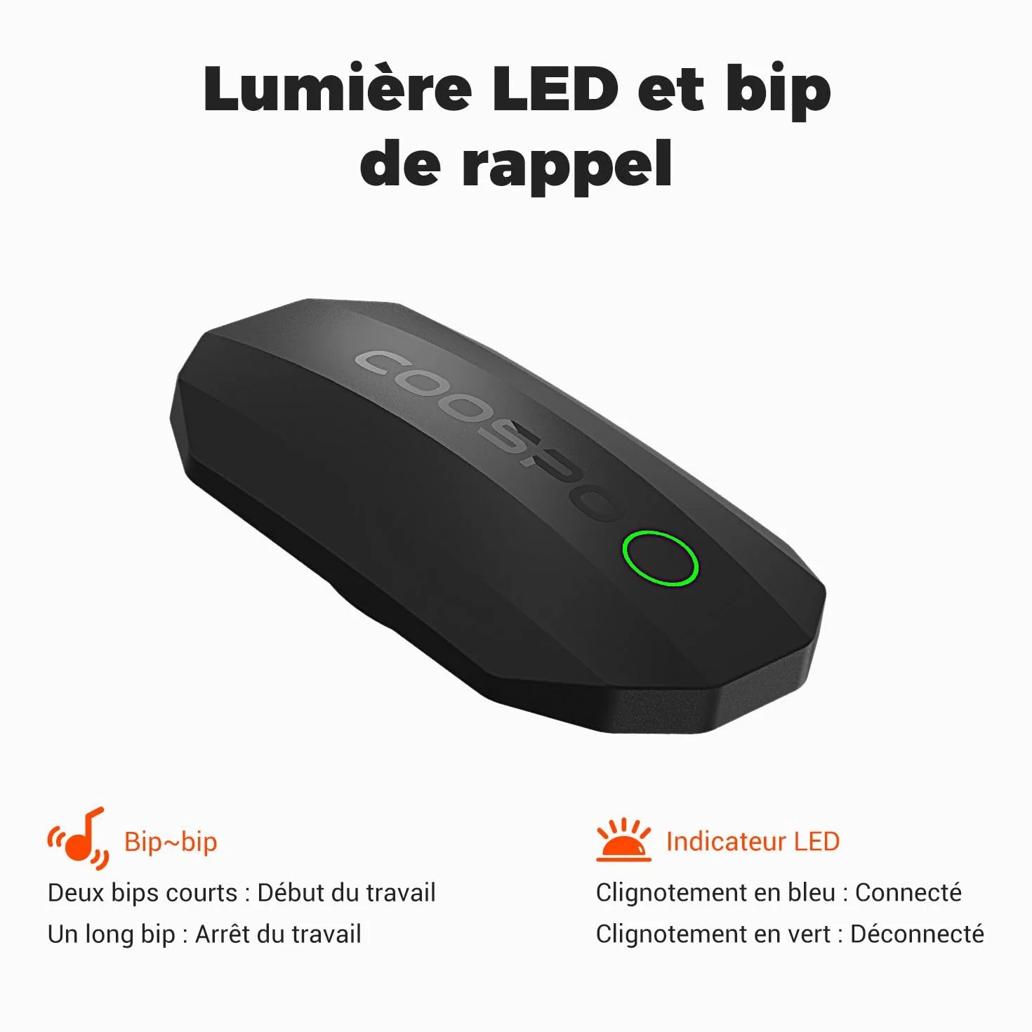 COOSPO H808S Capteur de Fréquence Cardiaque Bluetooth 5.0 Ant+ IP67 Étanche