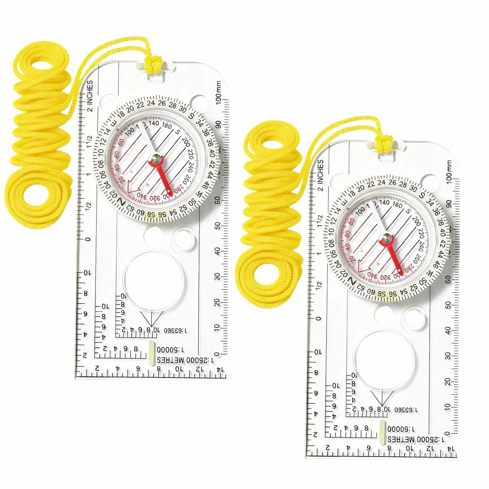 Boussole de navigation légère avec inclinaison réglable, lot de 2 pour randonnée et course d'orientation
