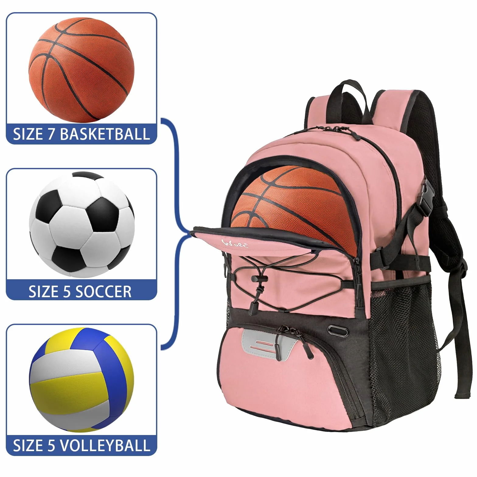 WOLT Sac à Dos de Football avec Compartiment à Chaussures et Porte-Ballons