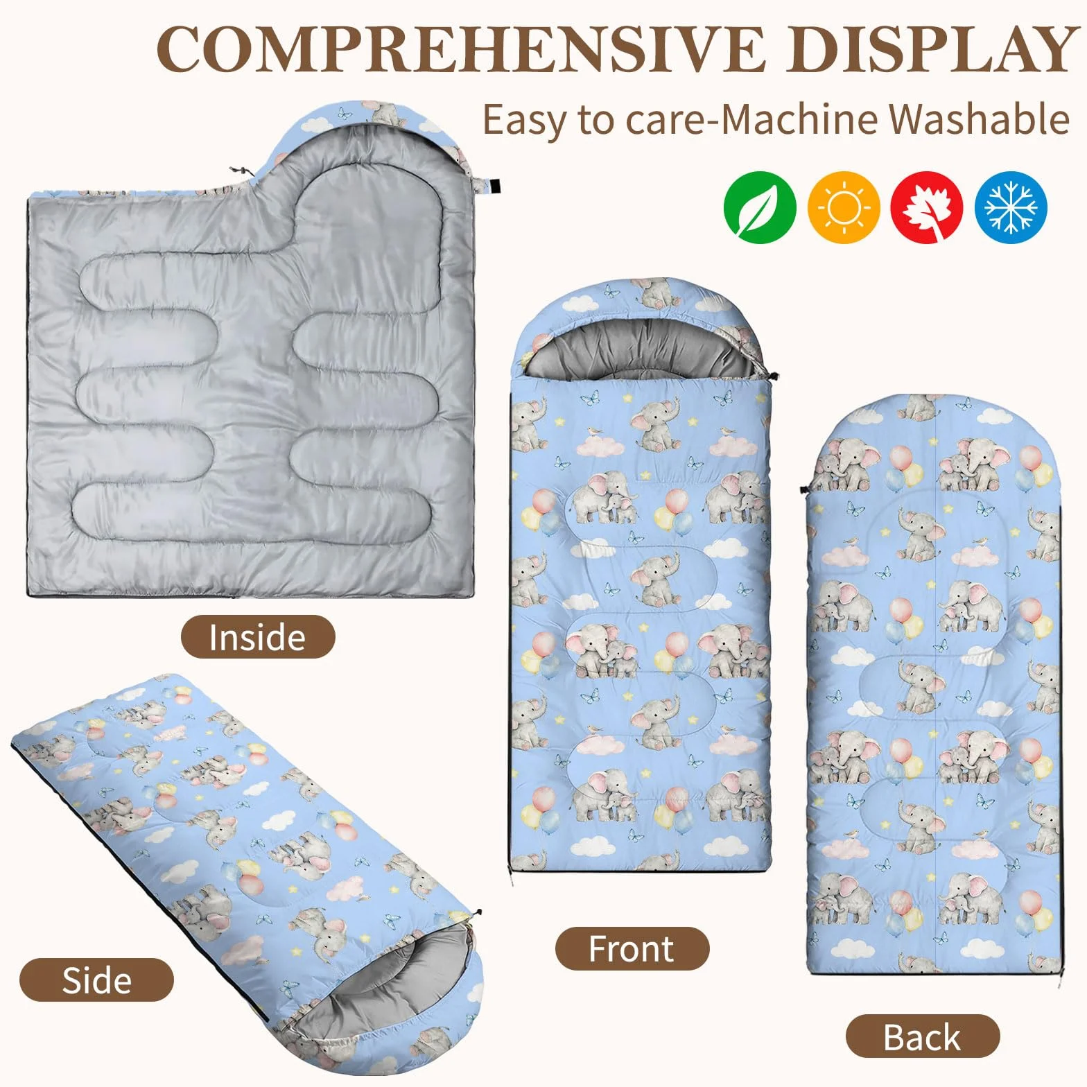 Sacs de Couchage Adultes Enfants Compacts avec Sac de Compression Camping Voyage