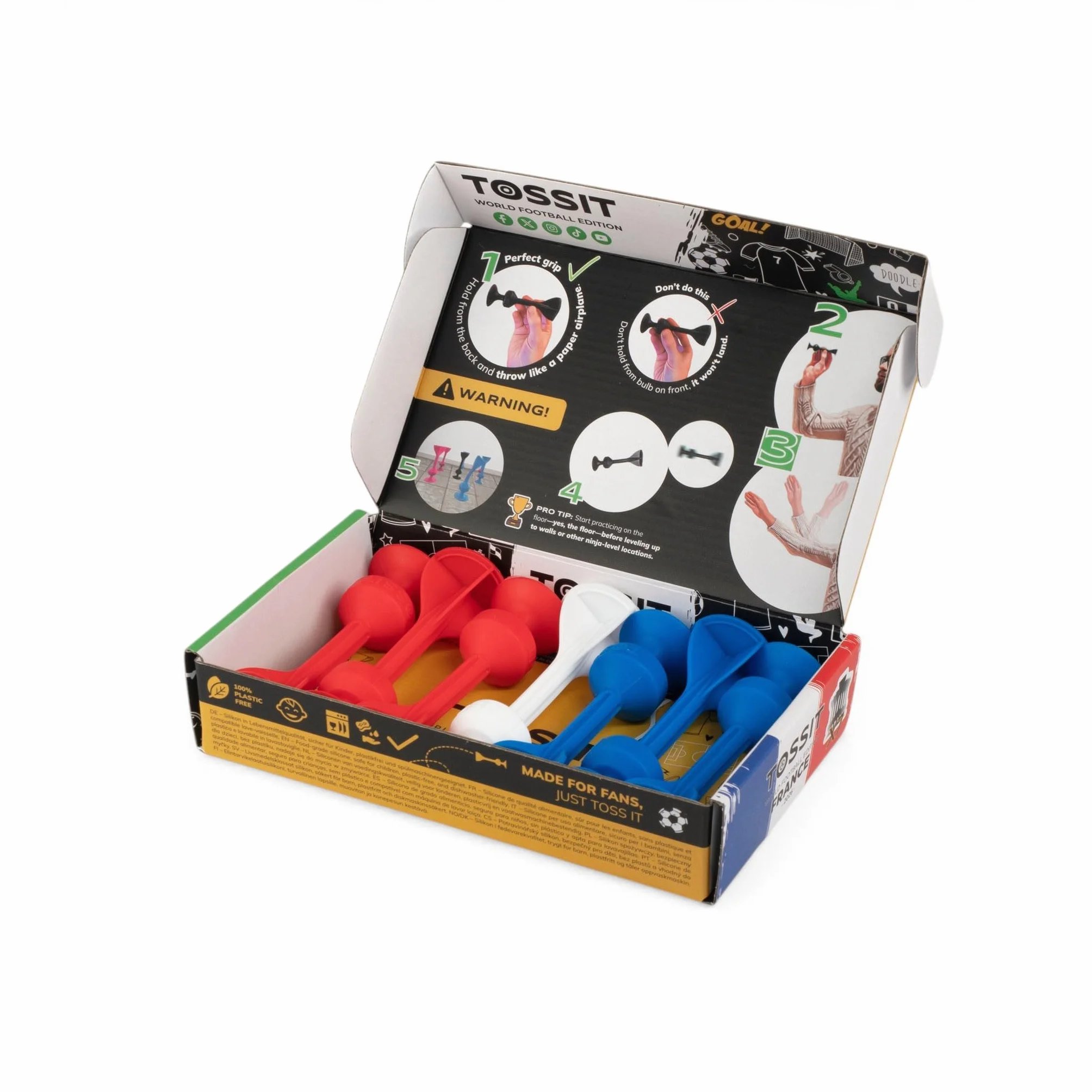 TOSSIT Jeu Fléchette Ventouse Pétanque Intérieur Extérieur Sol Mur Silicone Puissant Durable World Football Edition