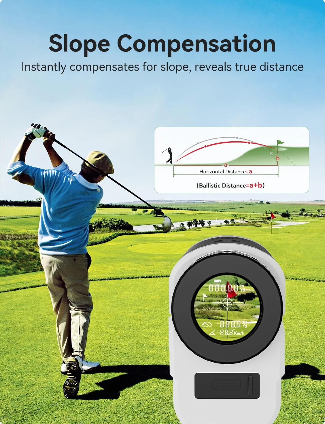 Télémètre de golf NIKOTEK 1000 m rechargeable avec inclinaison et verrouillage de drapeau