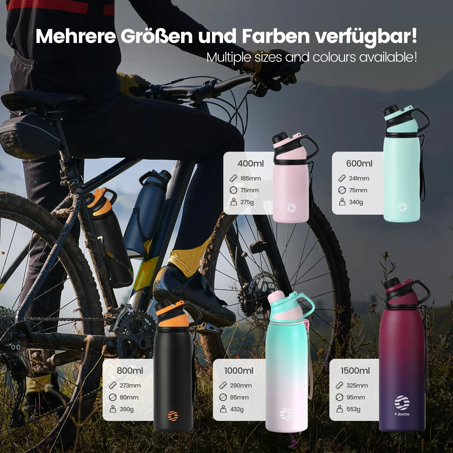 Gourde Isotherme avec Couvercle Magnétique - Bouteille Inox sans BPA 400ml-1.5L pour Sport, Gym, Voyage