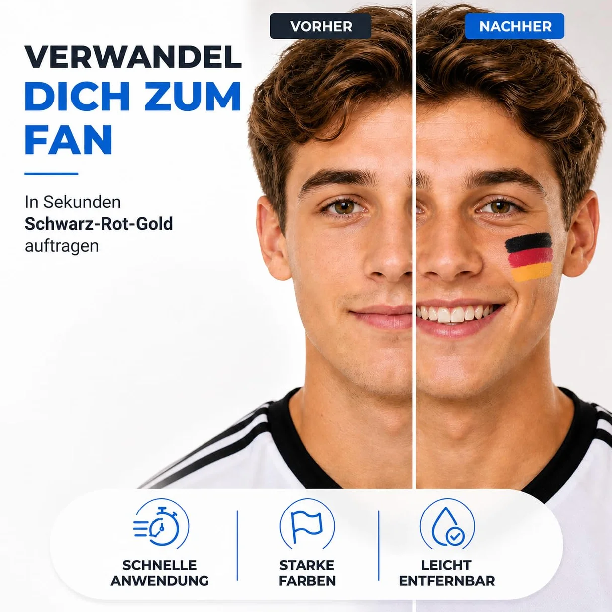 Lot de stylos de maquillage TK Gruppe Timo Klingler Allemagne rouge noir jaune Coupe du monde 2026