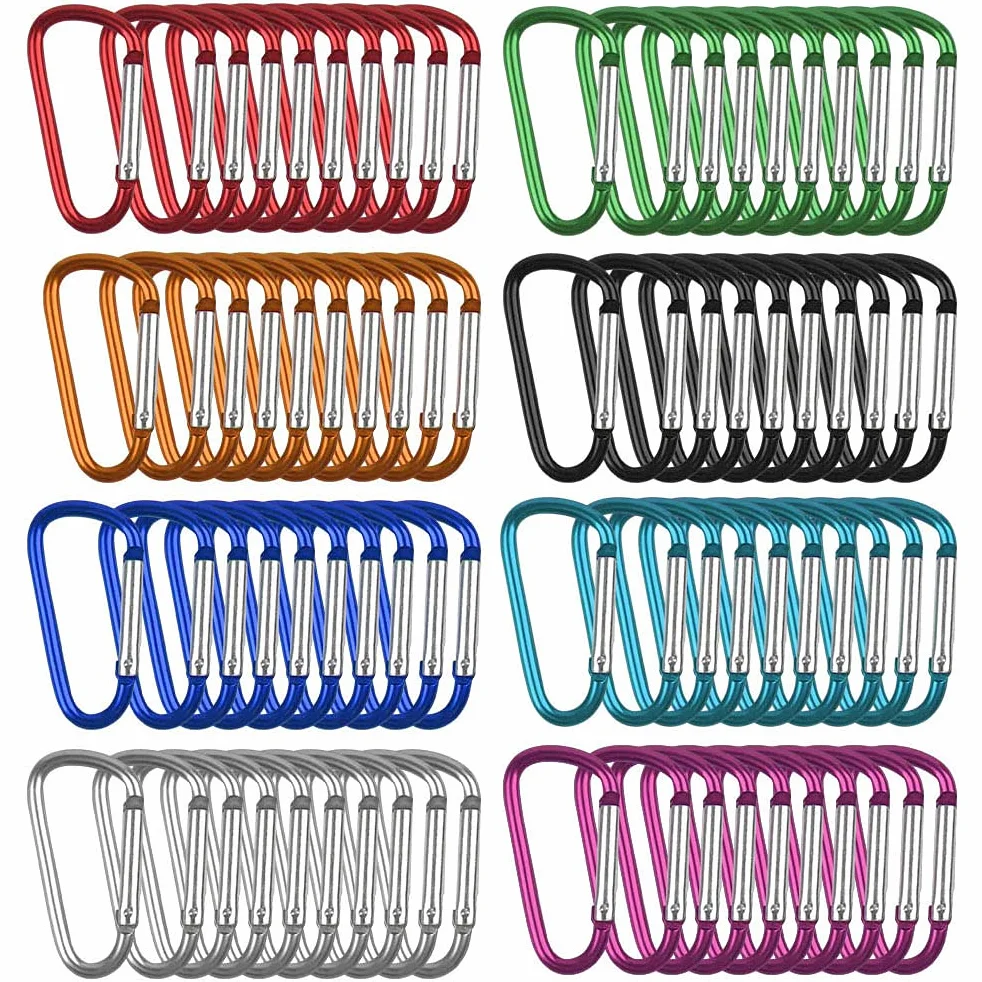 TIMESETL Mini Mousqueton Porte-clés en Alliage d'aluminium 80Pcs, Charge 5 kg