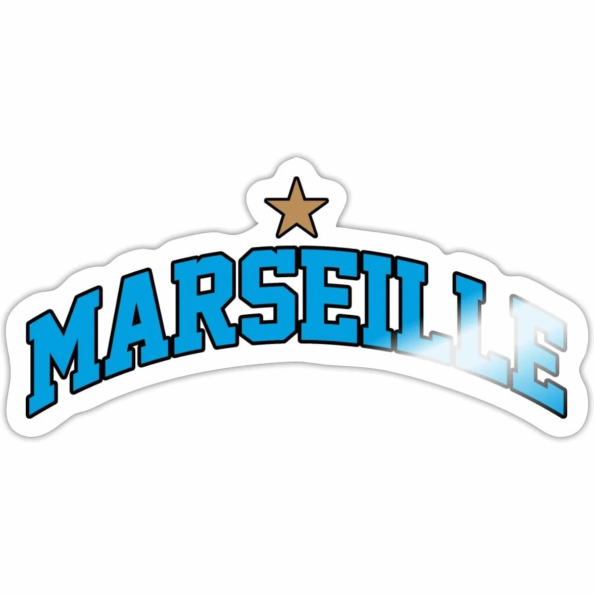 Spreadshirt Marseille Ville Sud France Cadeau Marseillais Style Sport Autocollant Sticker 10 x 10 cm blanc brillant