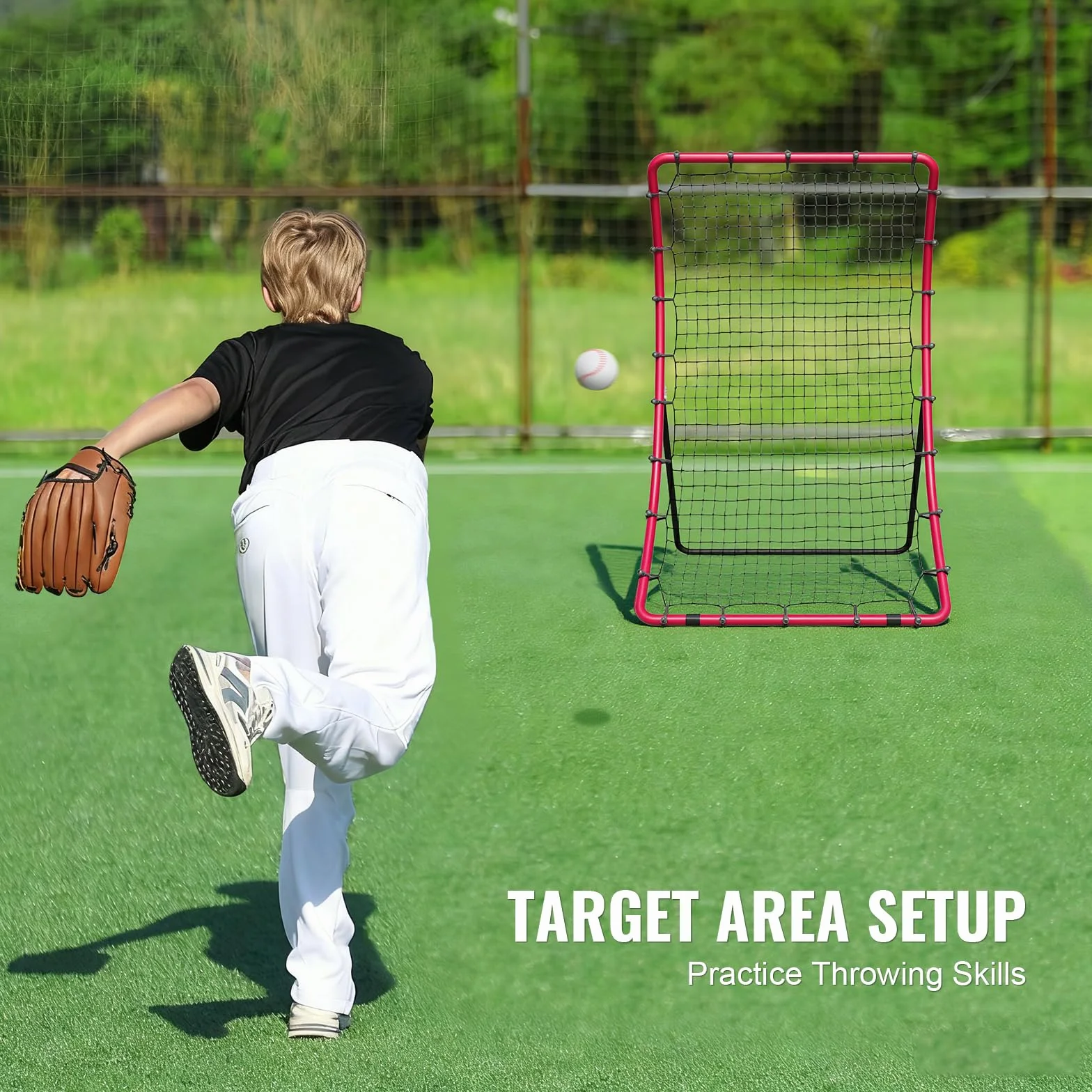VEVOR Filet de Rebond Baseball Softball 914 x 1372 mm 3 Voies Entraîneur Lanceur Pratique Terrain Lancer