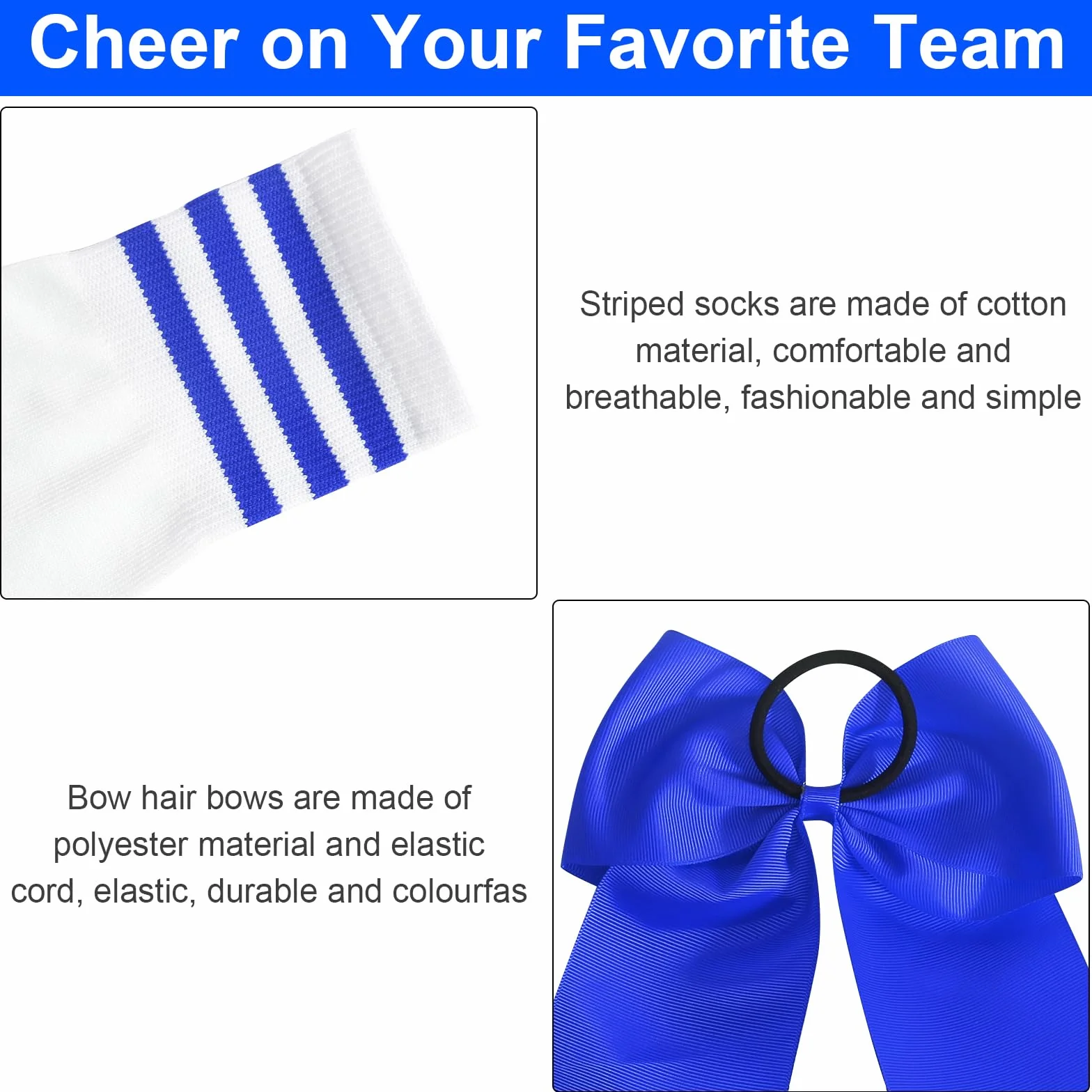Pompons Pom-pom Girl 2 Pièces avec Poignées pour Cheerleading Gymnastique Bleu